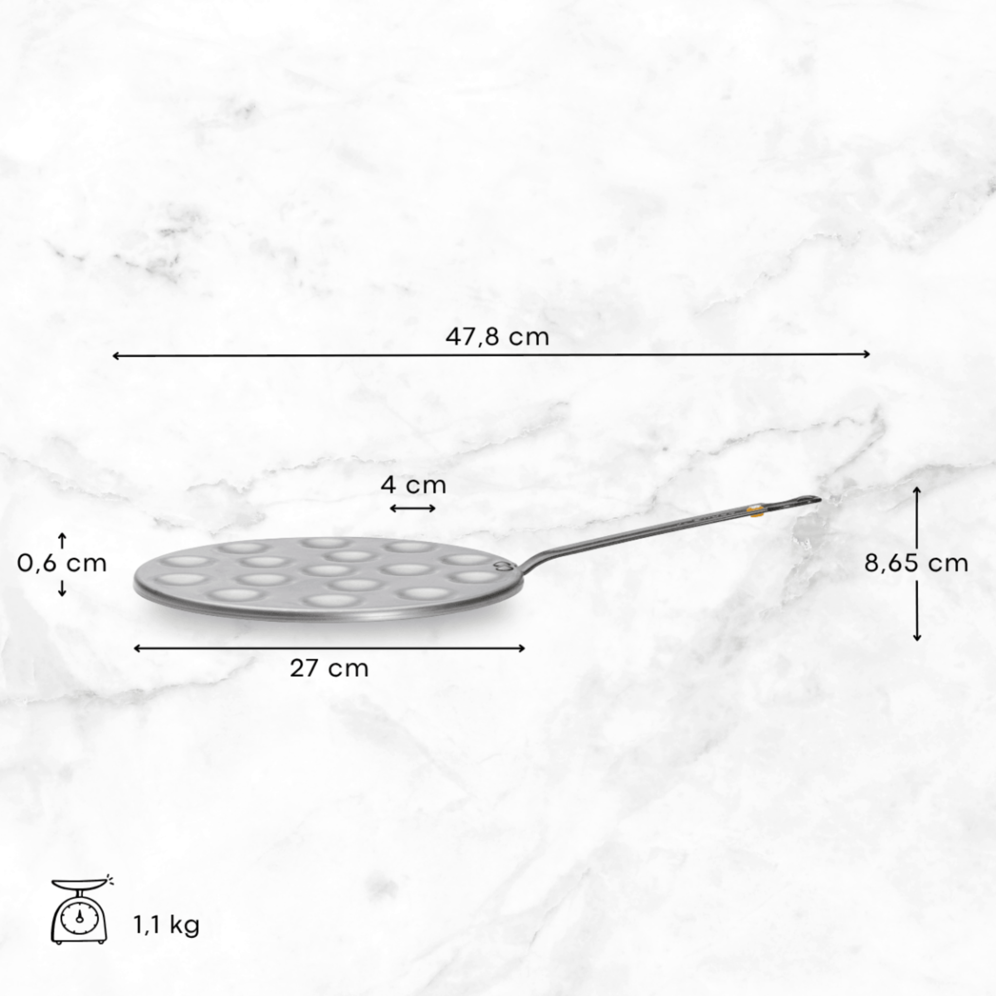 De Buyer - Poêle à Poffertjes & mini-blinis en acier MINERAL B Ø 27 cm - 16 poffertjes Ø 4 cm