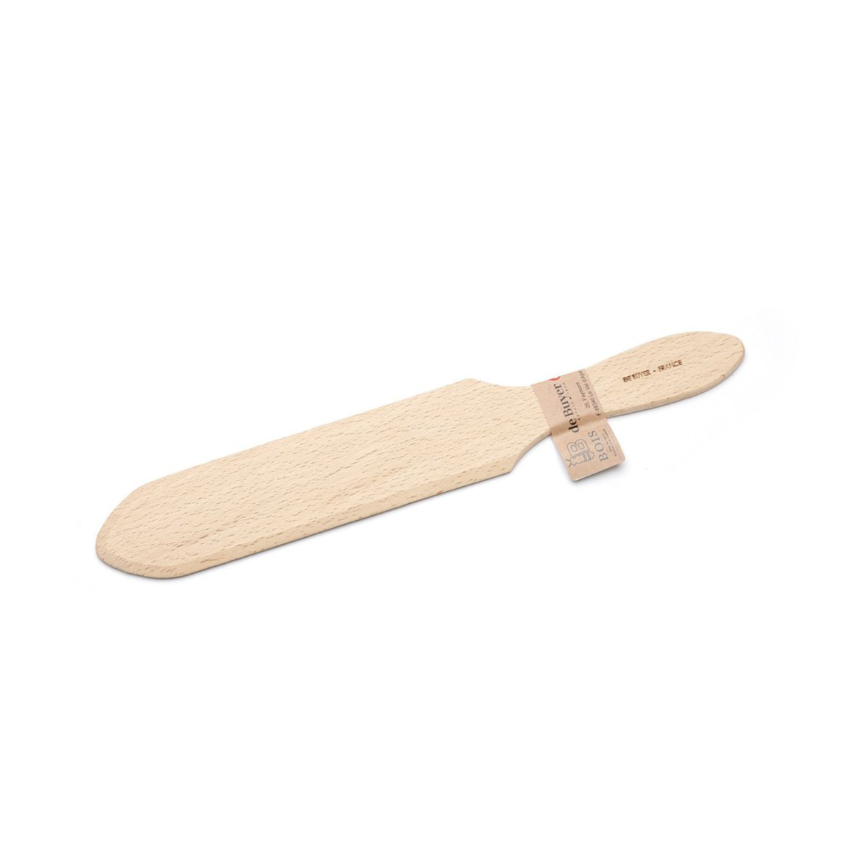 Spatule à crêpes en bois avec étiquette