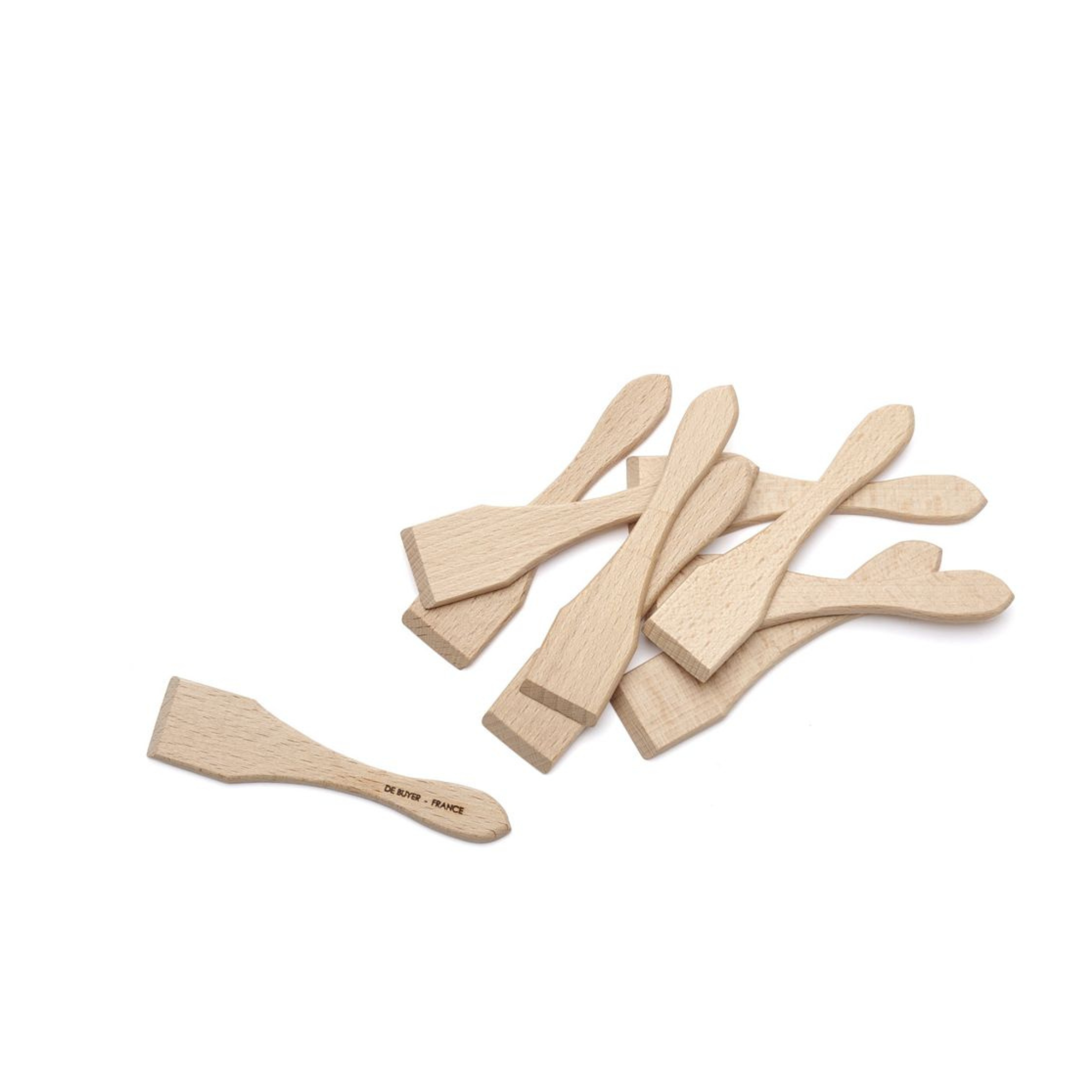 De Buyer - Lot de 10 mini spatules à raclette ou à blinis B BOIS 14 cm