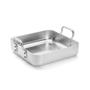 Plat à rôtir carré en inox avec deux anses