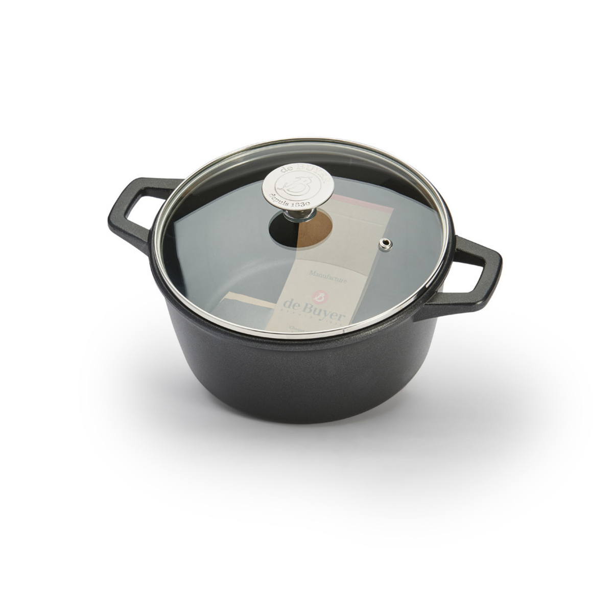 Cocotte ronde de Buyer avec couvercle vue en plongée