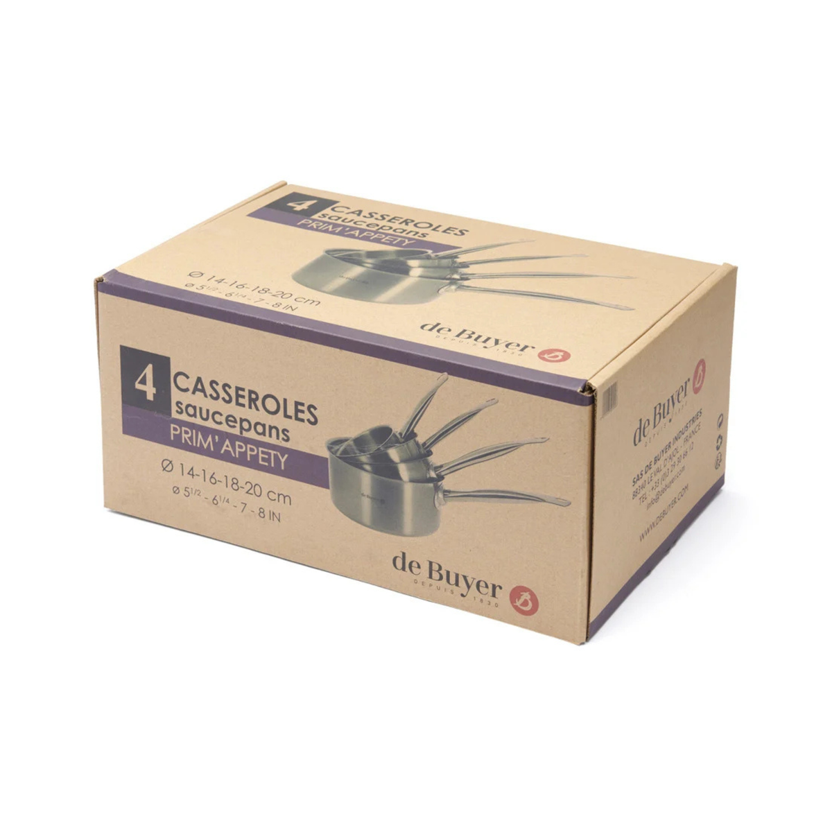 Coffret de 4 casseroles en inox De Buyer Prim’Appety