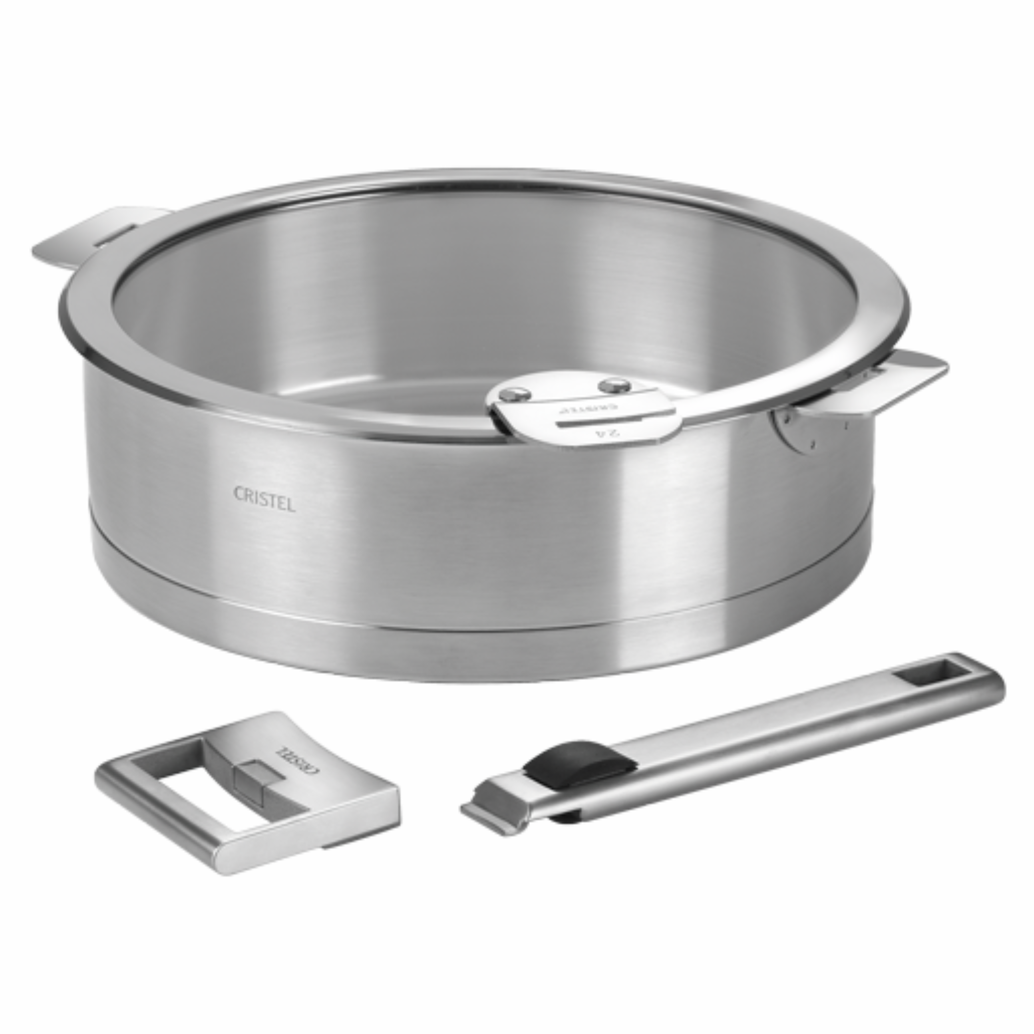 Cristel - Poignée plate amovible en inox brossé bouton silicone Strate