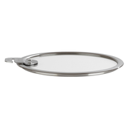 Couvercle plat en verre et inox Cristel
