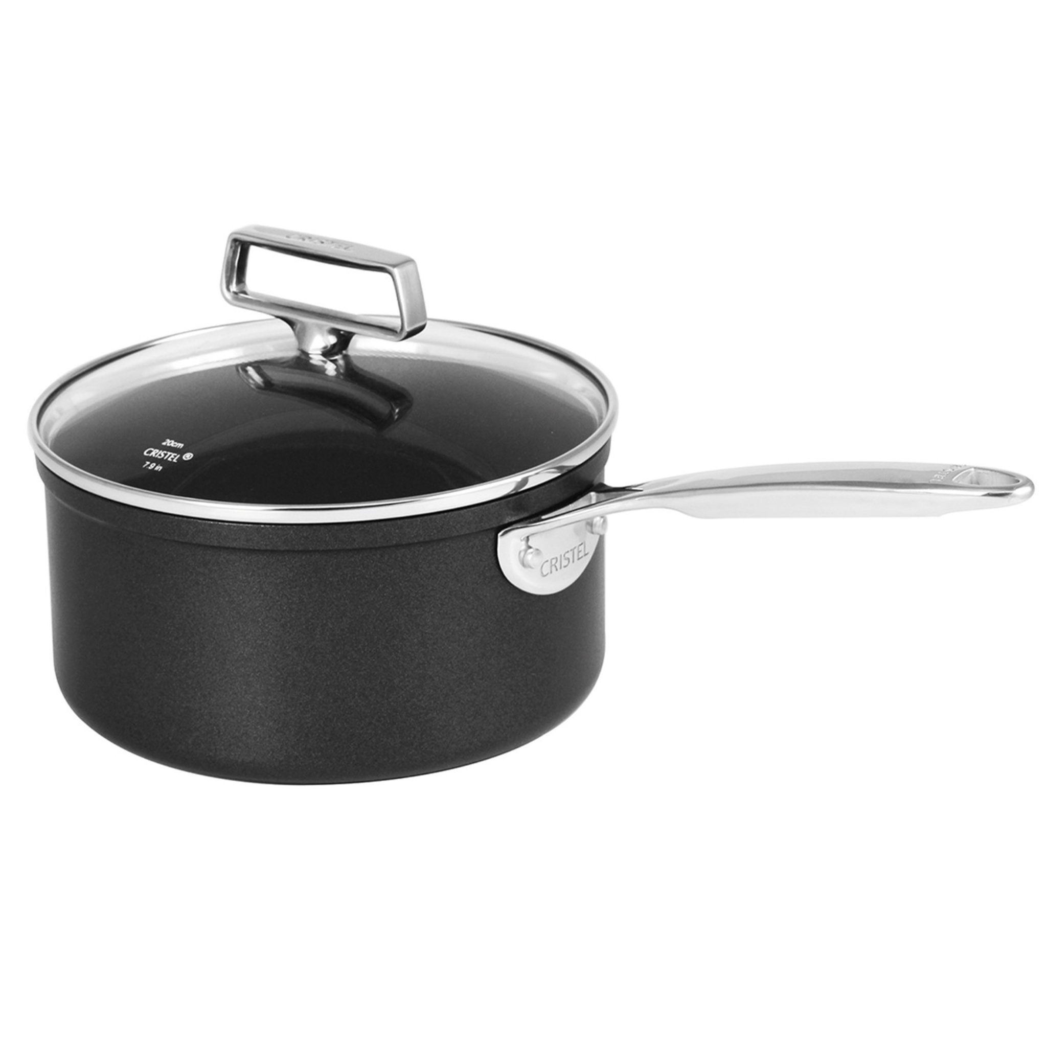 Cristel - Casserole antiadhésive en aluminium avec couvercle Castel'Pro®