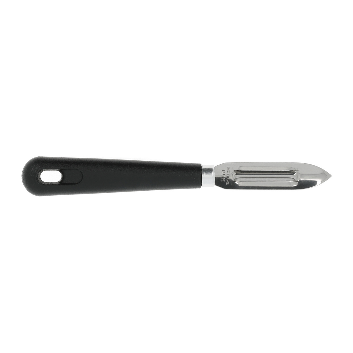 Couteau éplucheur à lame inox et manche noir