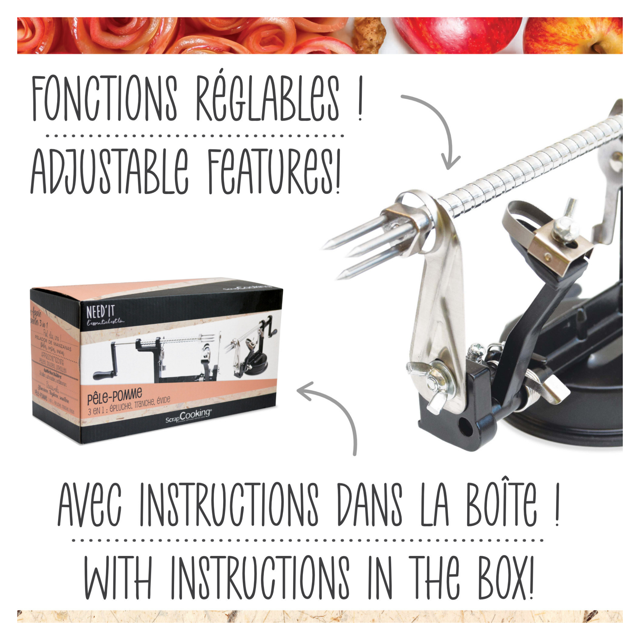 ScrapCooking - Pèle-pomme 3 en 1 Need'it
