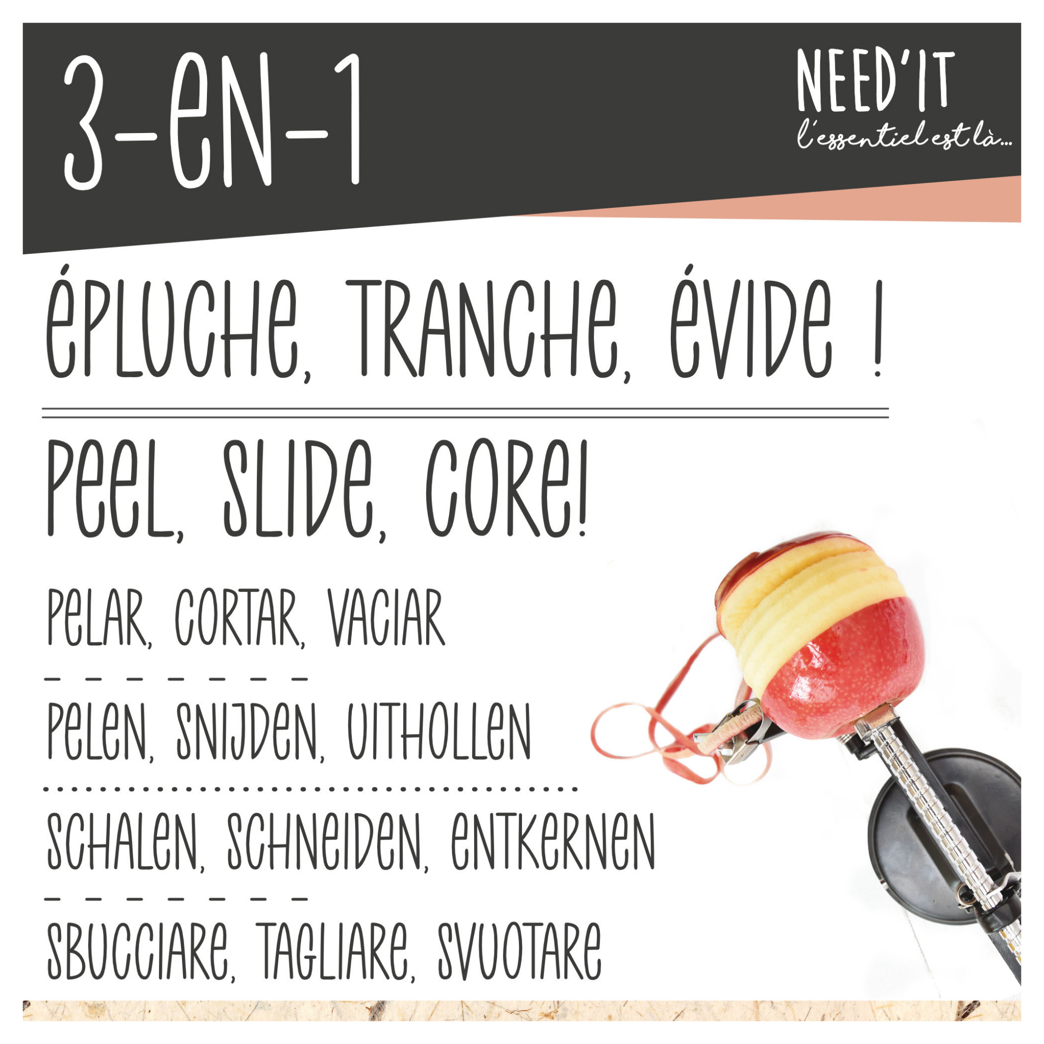 ScrapCooking - Pèle-pomme 3 en 1 Need'it