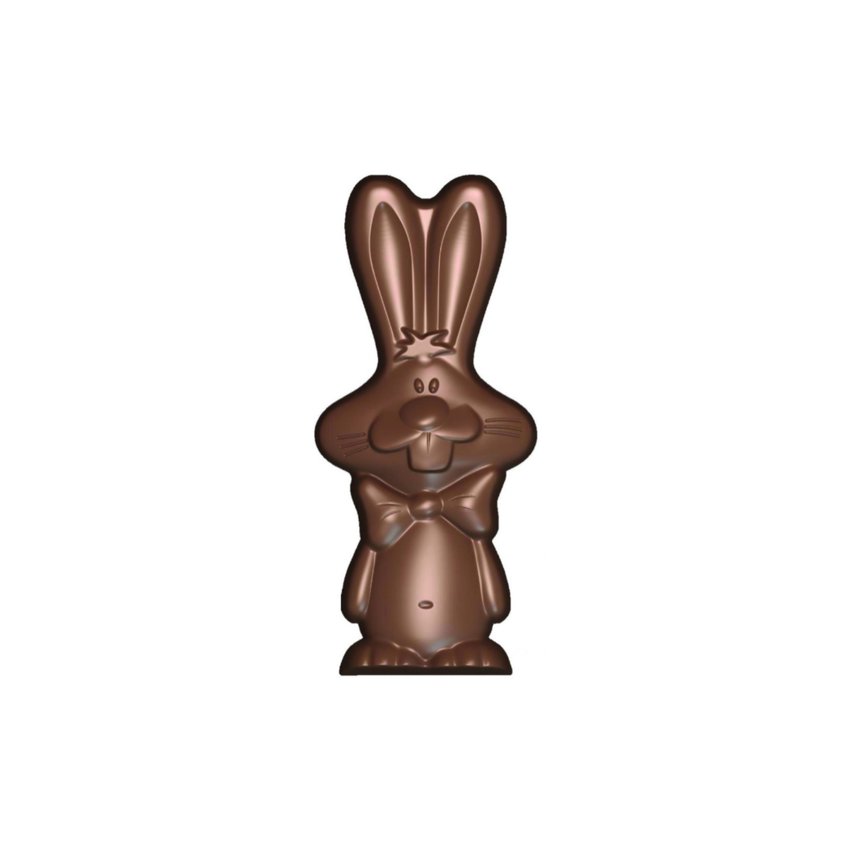 Moulage en chocolat en forme de lapin avec nœud papillon
