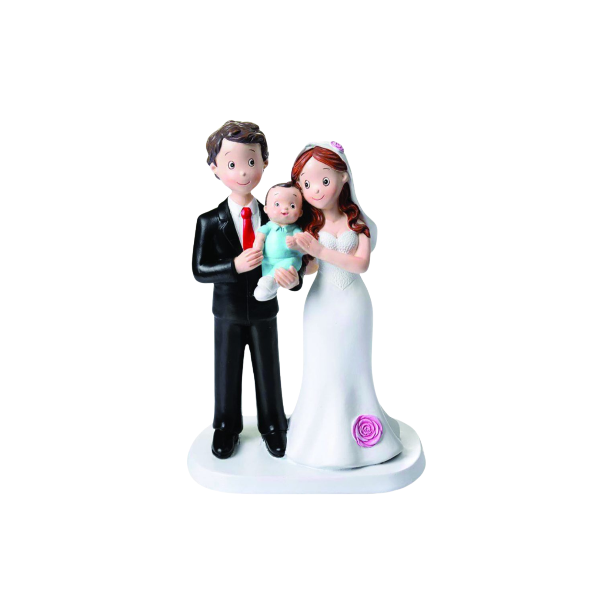 Mallard Ferrière - Figurine mariage parents avec bébé bleu