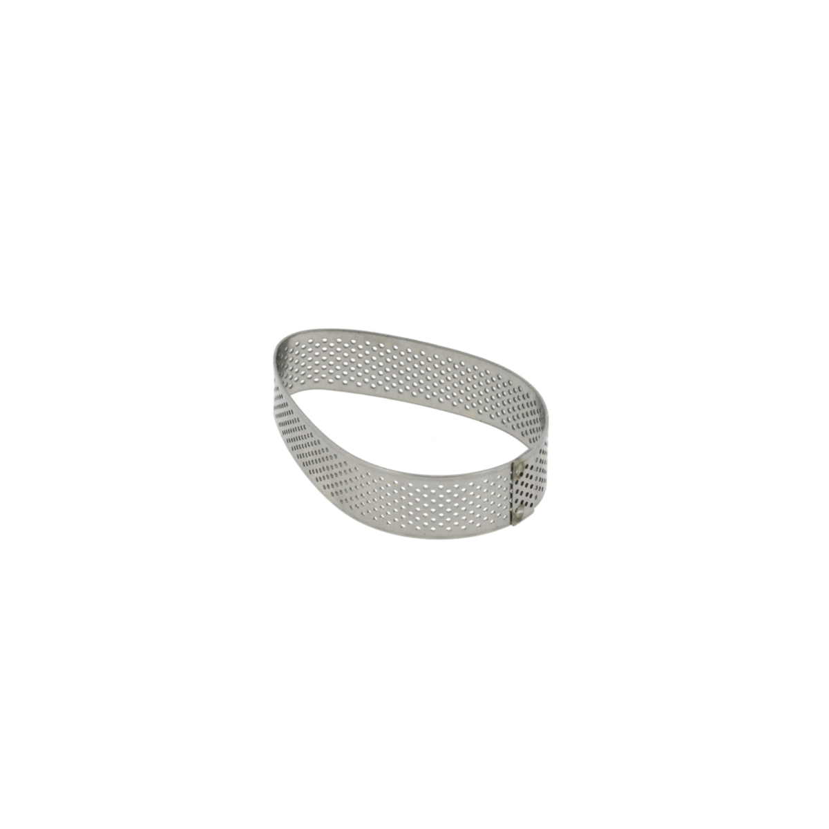 Cercle à tarte perforé forme ovale en inox pour pâtisserie
