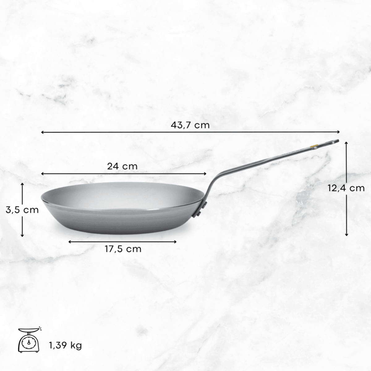 Poêle en acier De Buyer 24 cm – dimensions