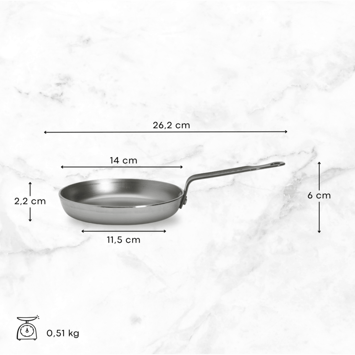 Poêle à blinis en acier 14 cm – dimensions et poids