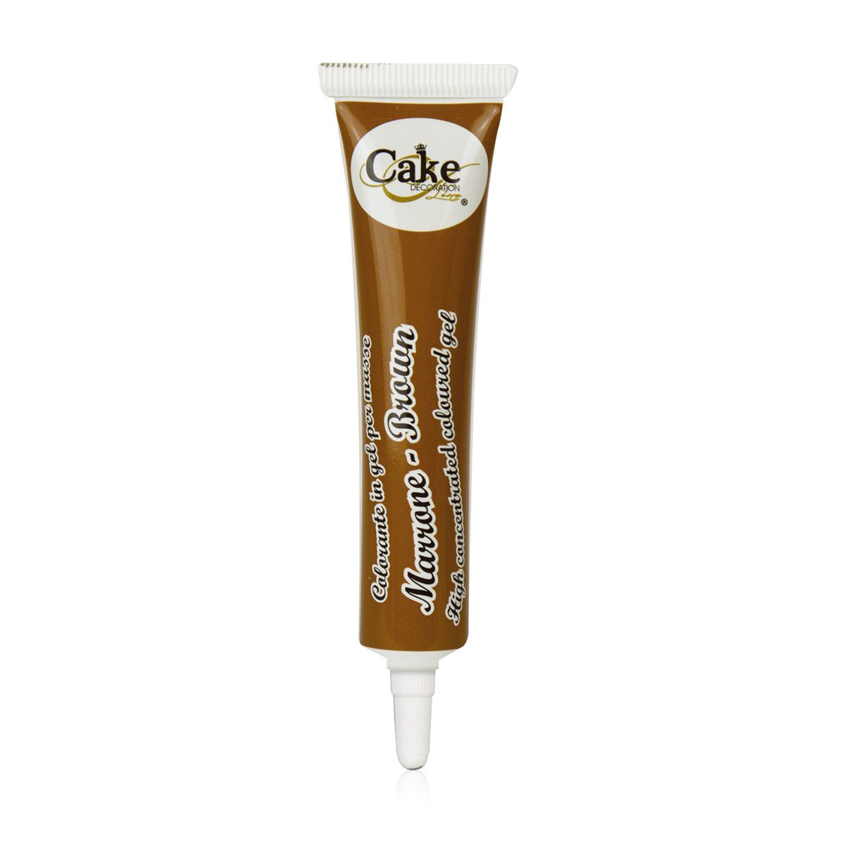 Gel colorant alimentaire concentré brun en tube pour décoration de gâteaux et pâtisseries
