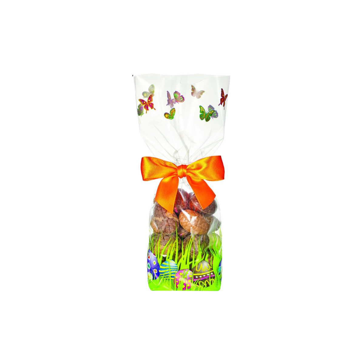 Sachet transparent décoré de motifs de Pâques pour chocolats et confiseries
