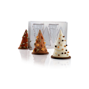 Moule chocolat sapin de Noël avec créations en forme de sapins décorés