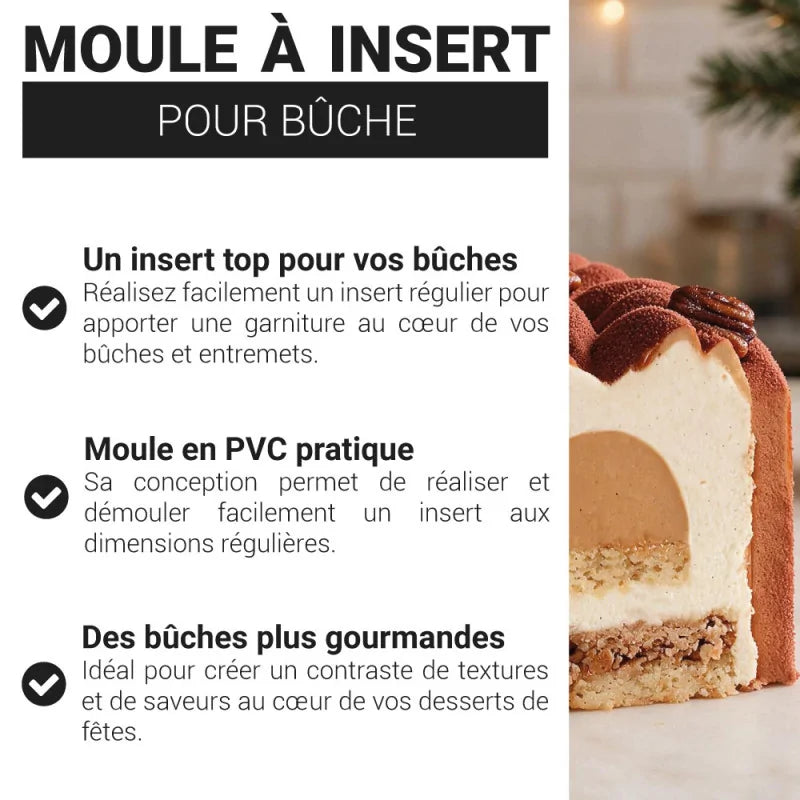 Patisdécor - Moule à Insert pour Bûche en PVC 26 x 4 x 4 cm