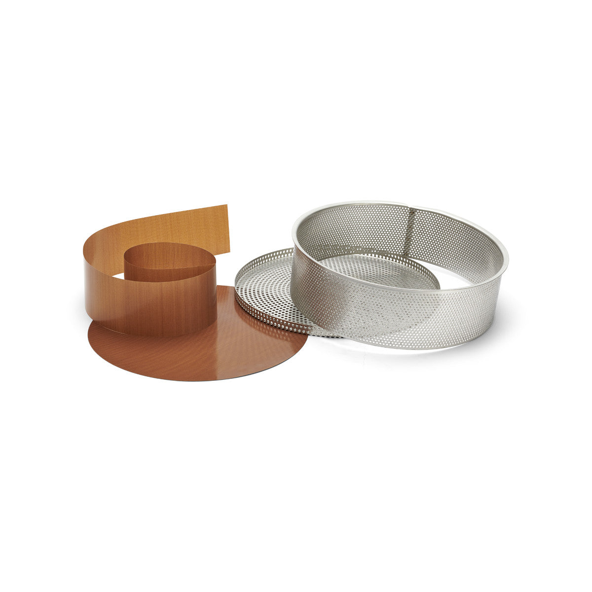 De Buyer - Moule à manqué inox perforé + 2 feuilles de cuisson antiadhésive