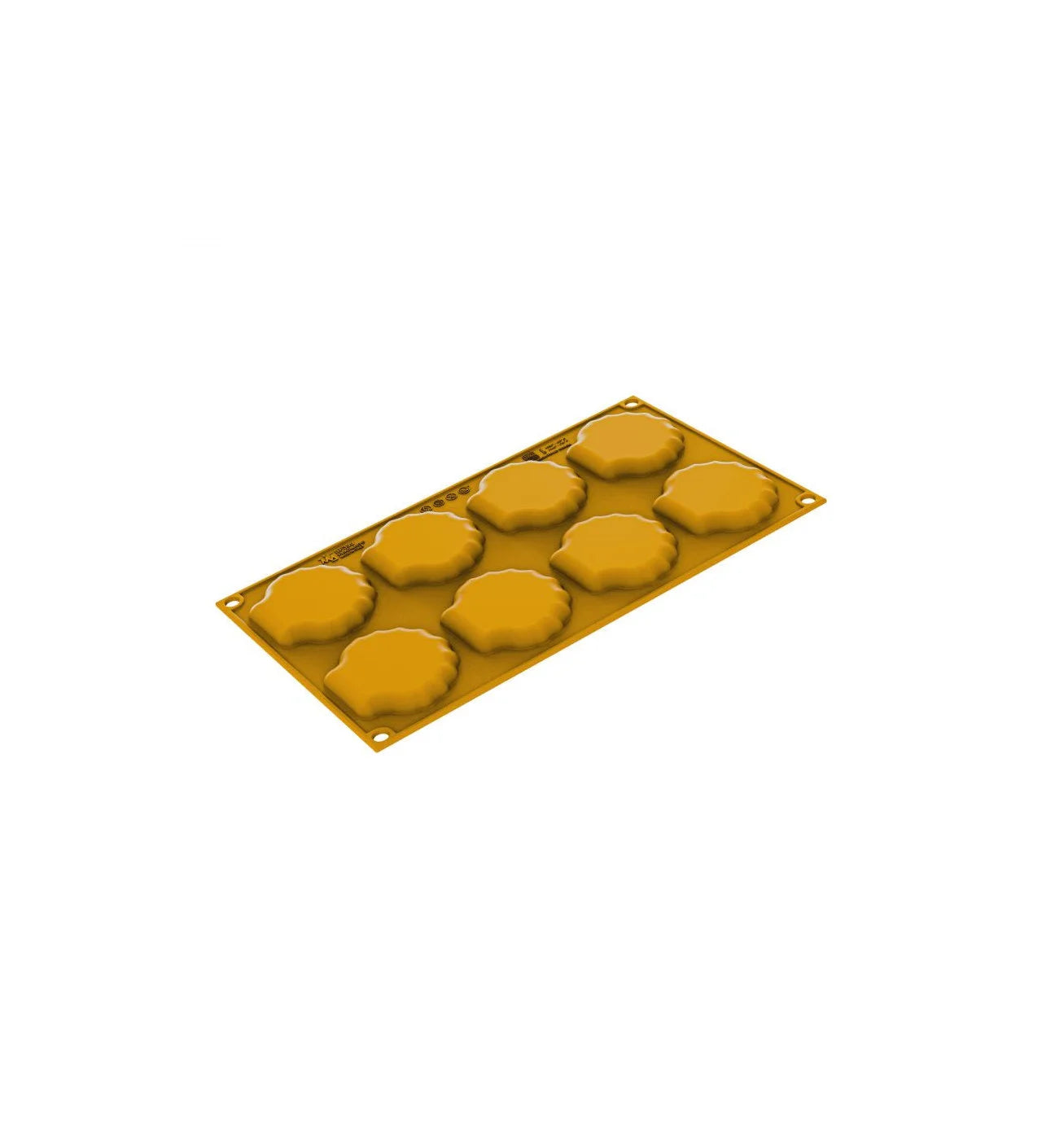 Silikomart - Moule Silicone Décor Coquillage 7,2 x 6,5 x H 0,9 cm (x8) Naturae