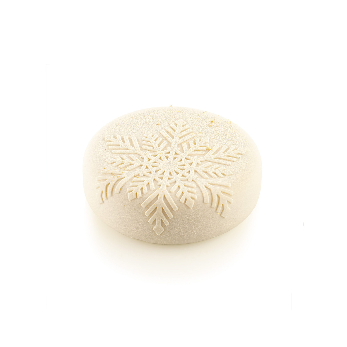 Entremets rond avec motif flocon de neige en relief