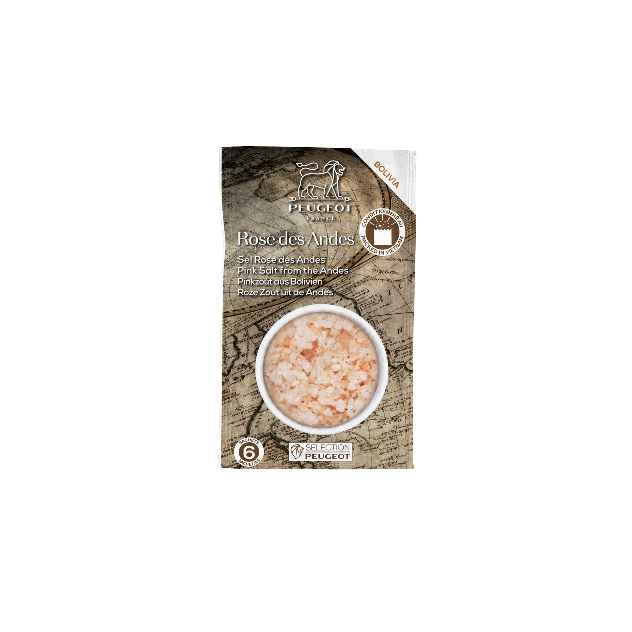 Peugeot - 7 sachets de sel Rose des Andes Sachets - 50 g