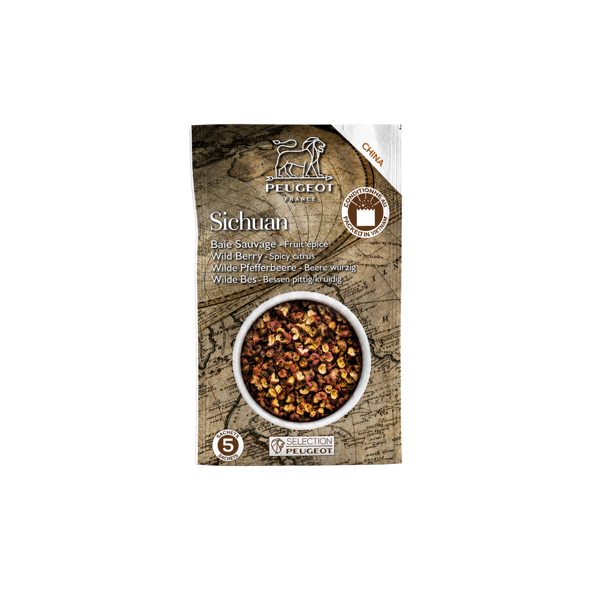 Peugeot - 4 Sachets Poivre rouge de Sichuan - 40g