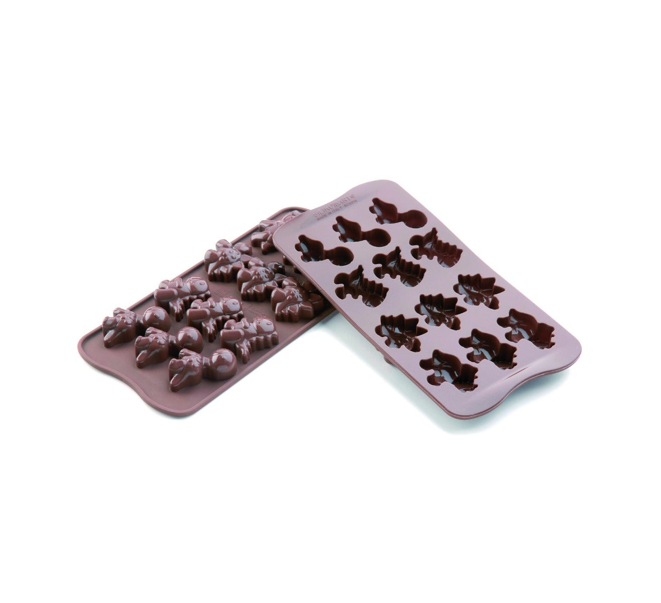 Silikomart - Plaque moule silicone à chocolat Dinosaures - L 40 x l 33 x H 16 x V 8ml