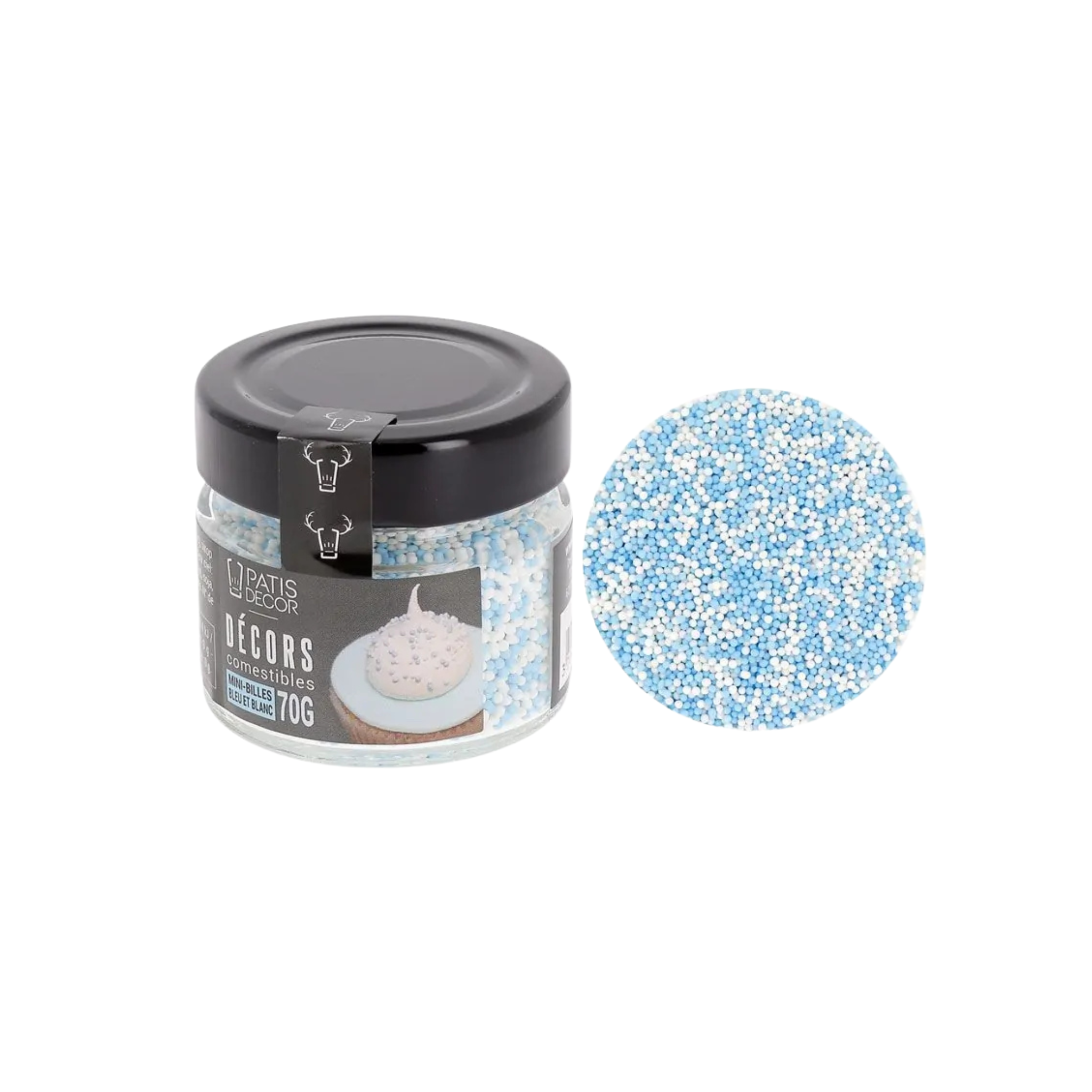 PatisDécor - Décors mini billes bleues et blanches - 90g