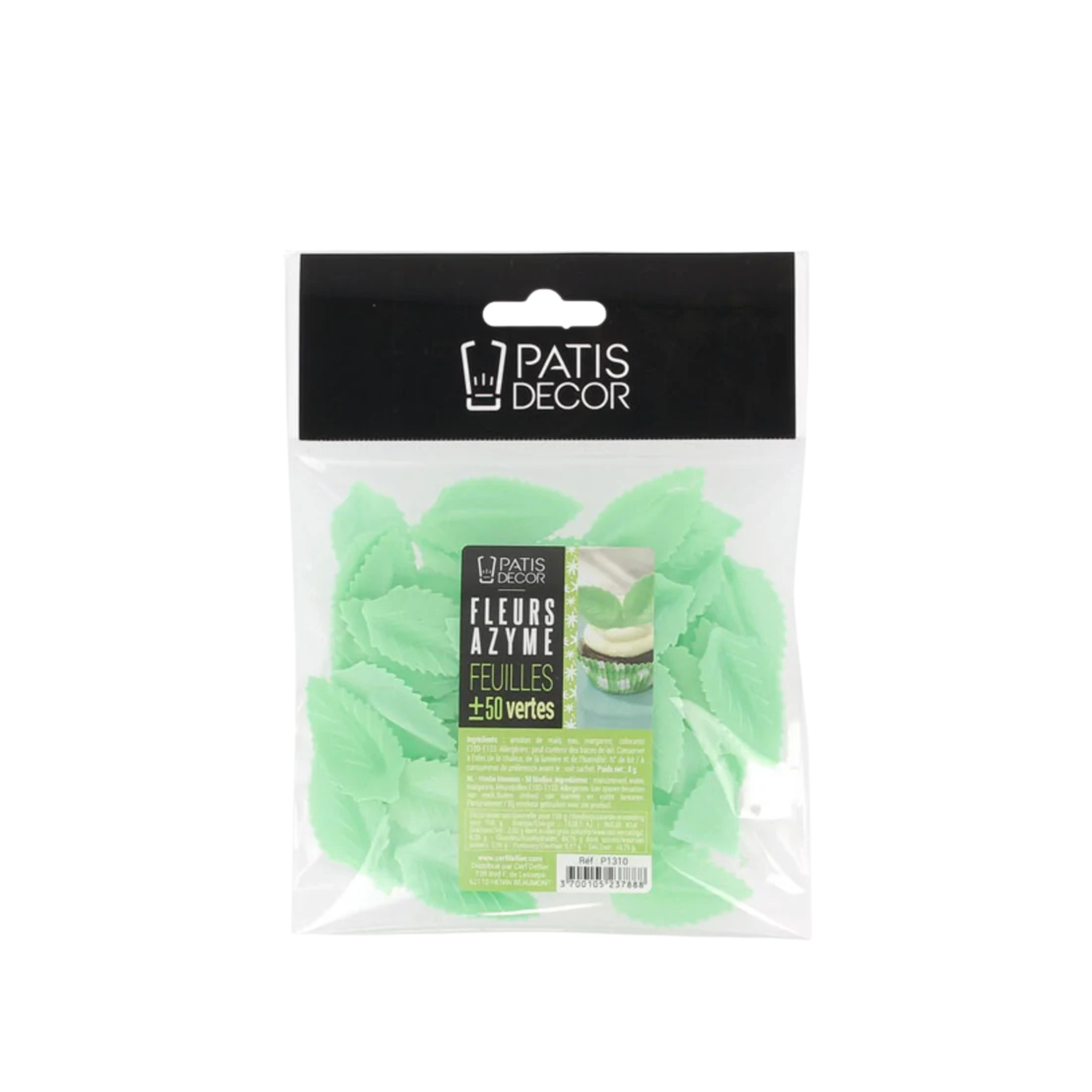 PatisDécor - Feuille de rose azyme 8g - Verte (x50)