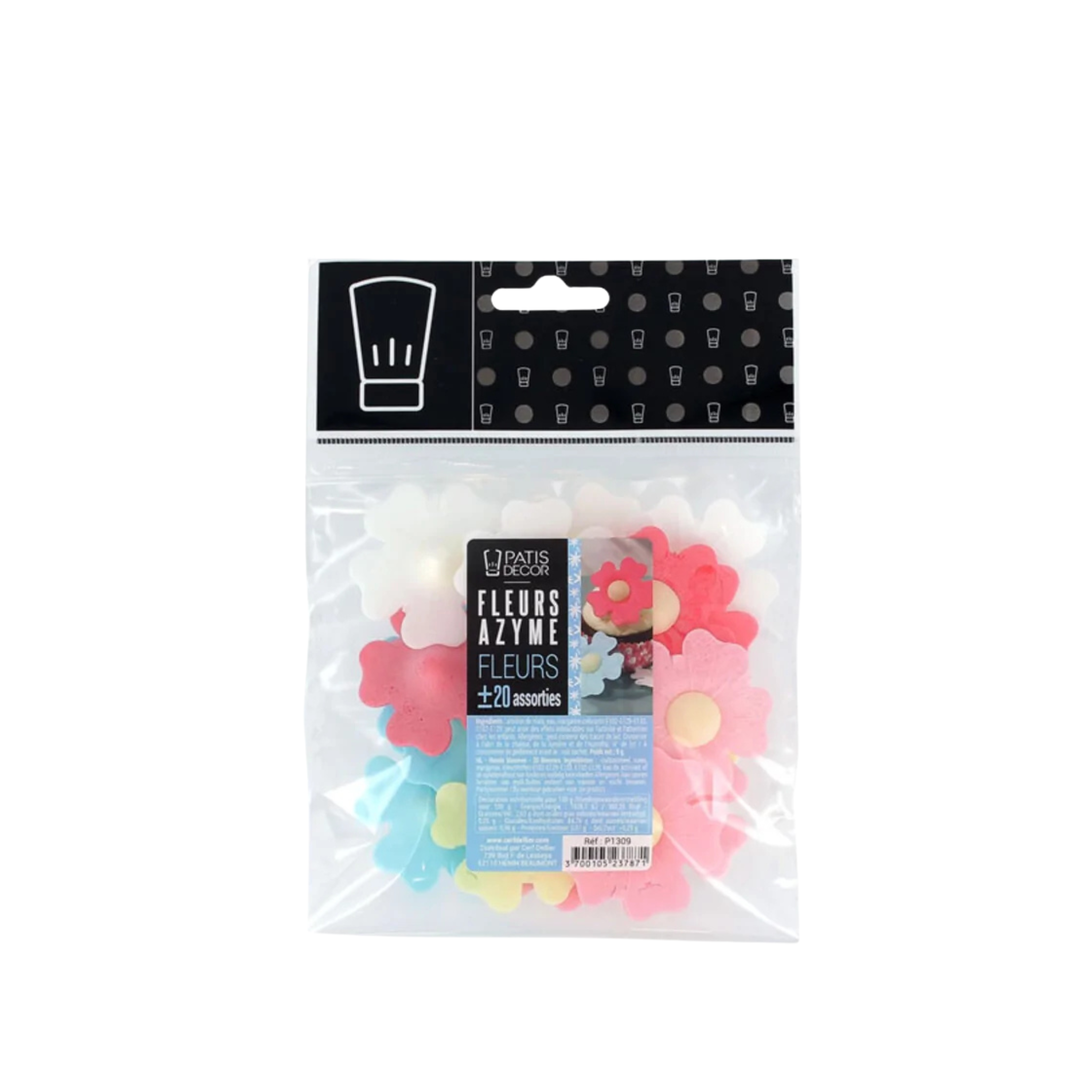 PatisDécor - Fleurs assorties en azyme (x20) - Ø 4,5 cm