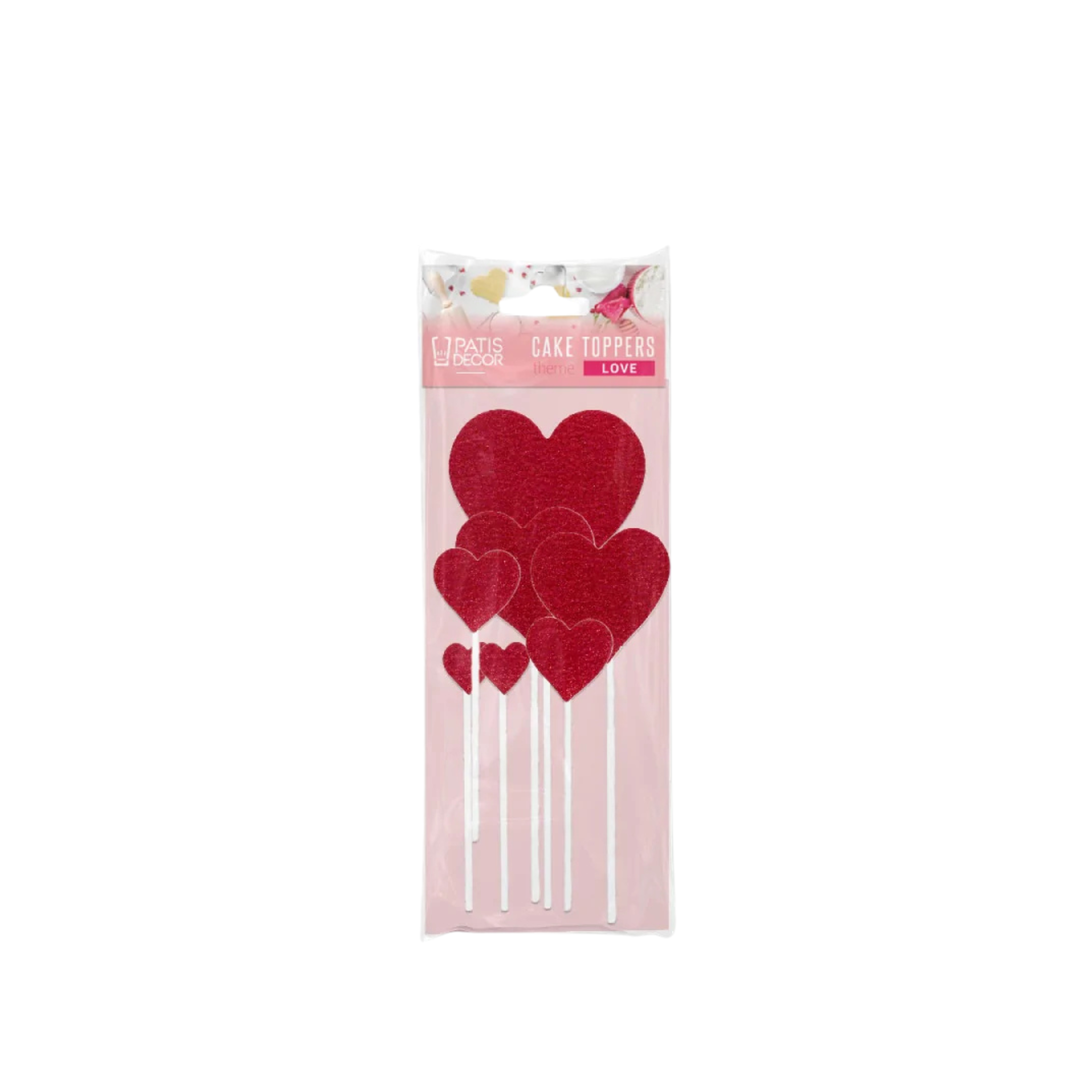 PatisDécor - Cake Toppers Coeurs Rouges - (x7)