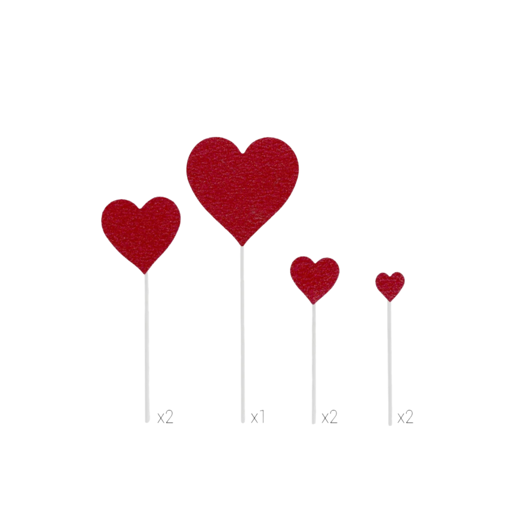 PatisDécor - Cake Toppers Coeurs Rouges - (x7)