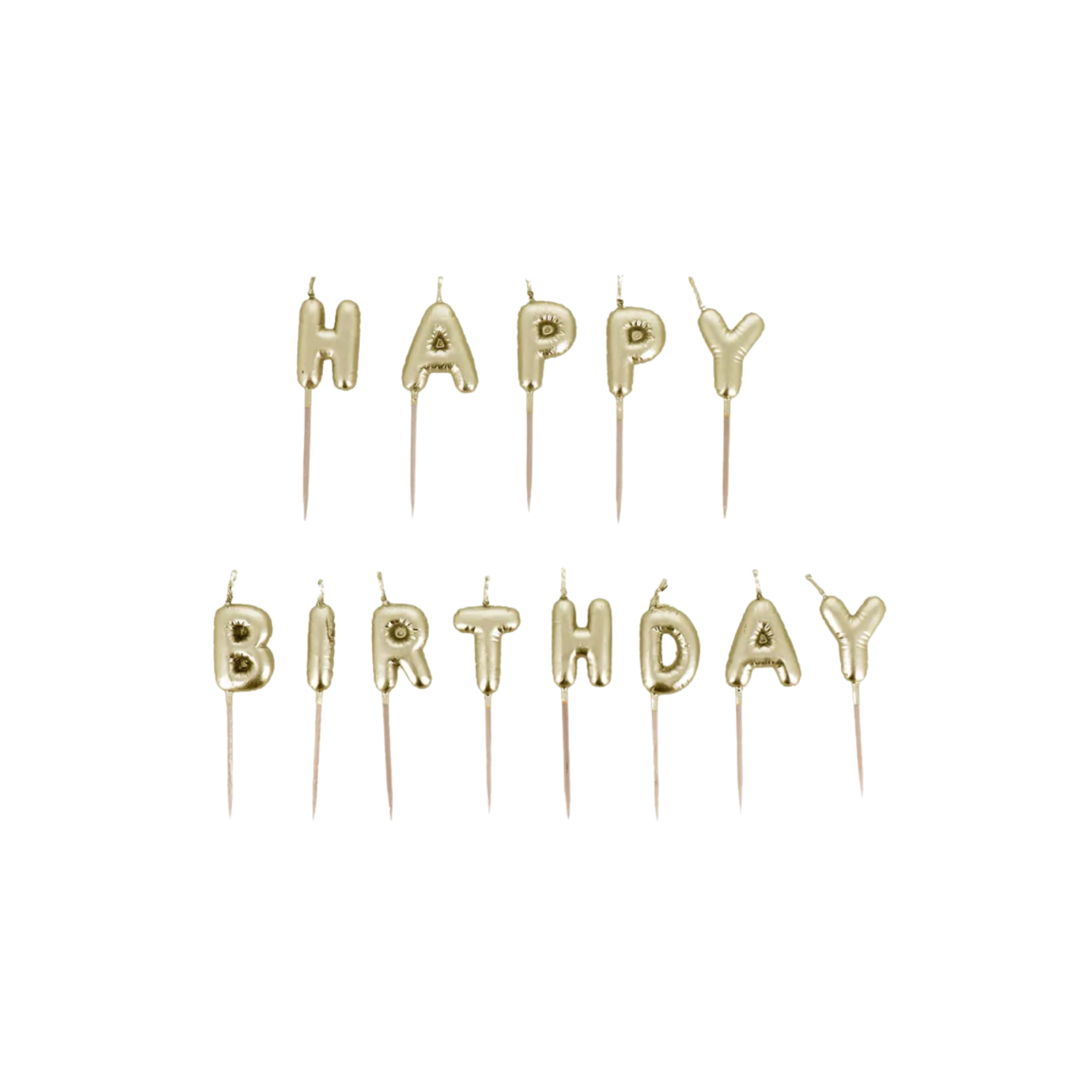 PatisDécor - Bougies à piquer "Happy Birthday" dorées - h 10 cm