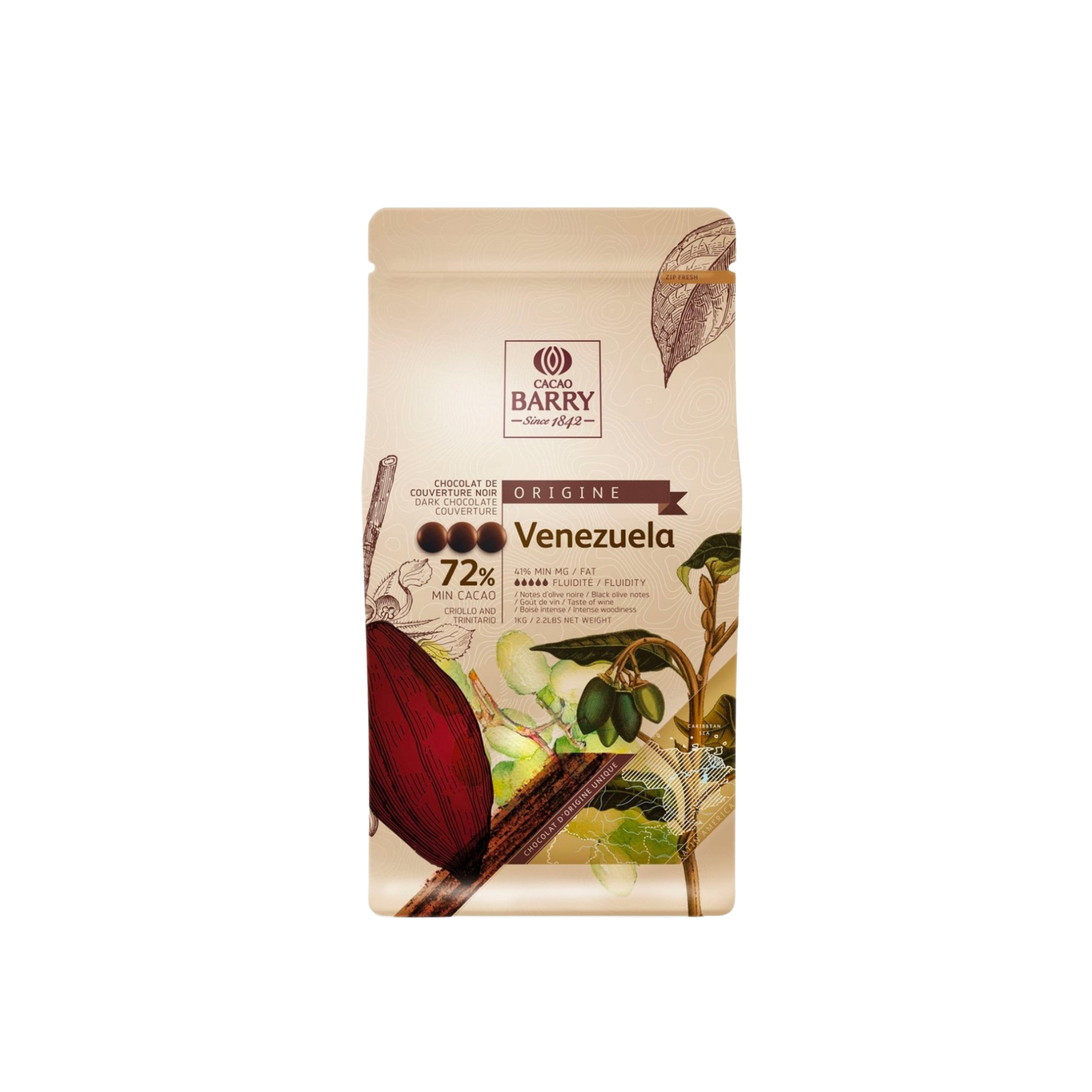 Cacao Barry - Chocolat noir Venezuela 72% - 1kg