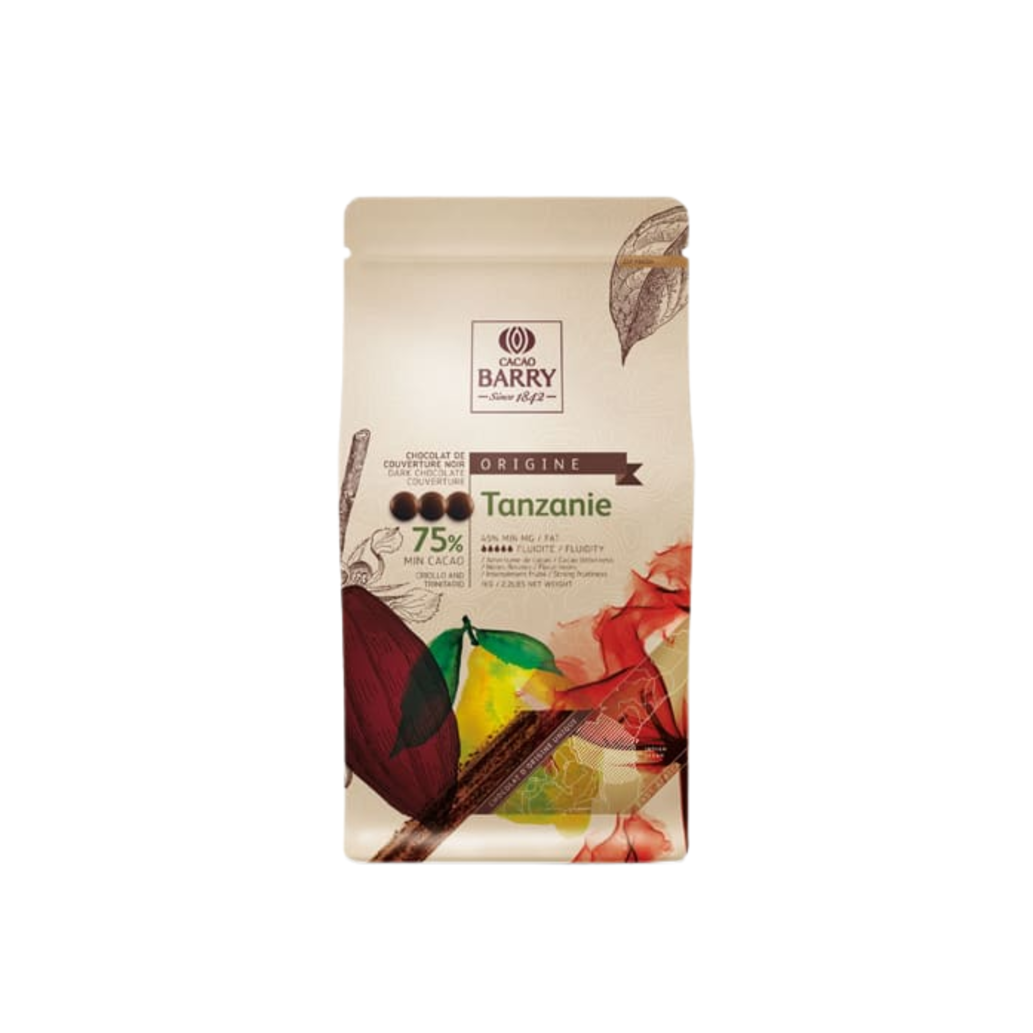 Cacao Barry - Chocolat noir Tanzanie 75% - 1kg