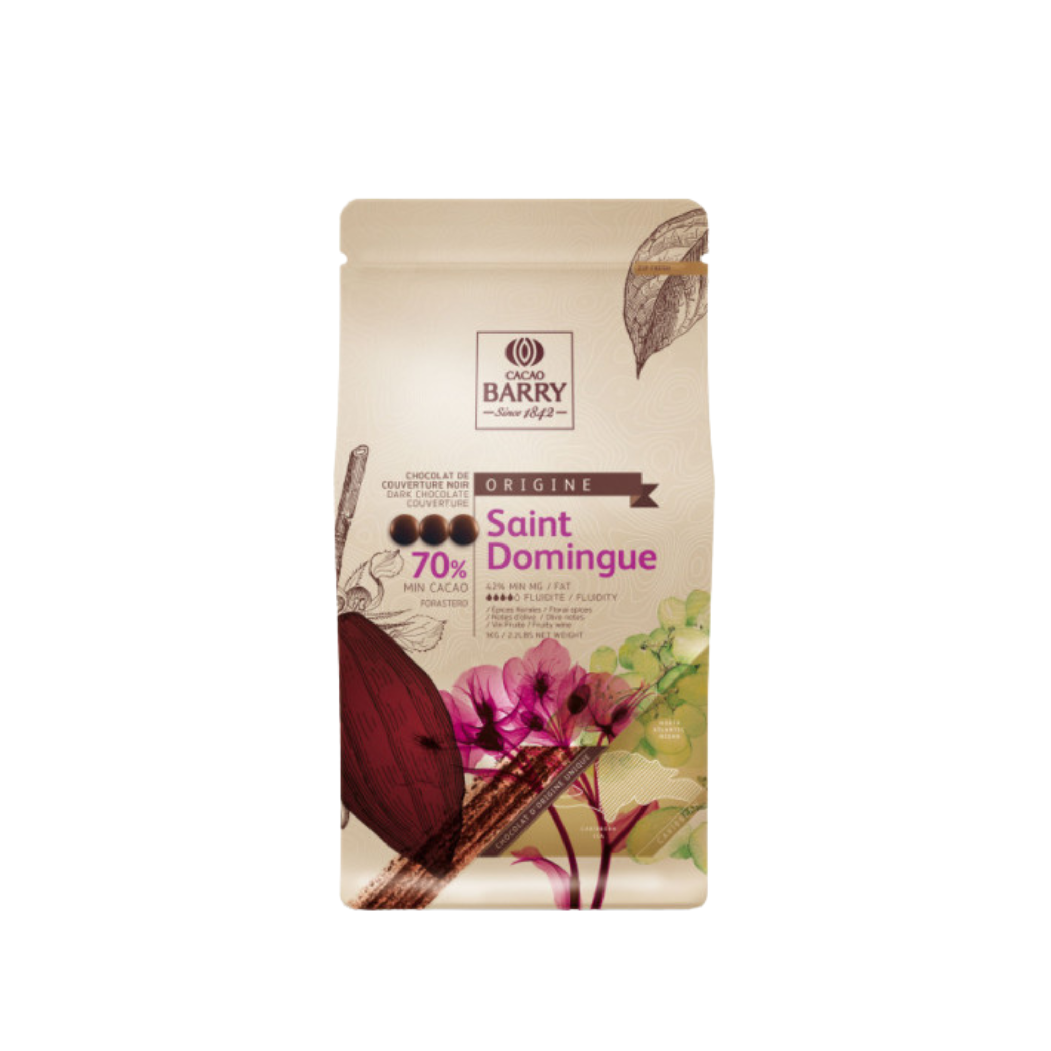 Cacao Barry - Chocolat noir Saint-Domingue 70% - 1kg
