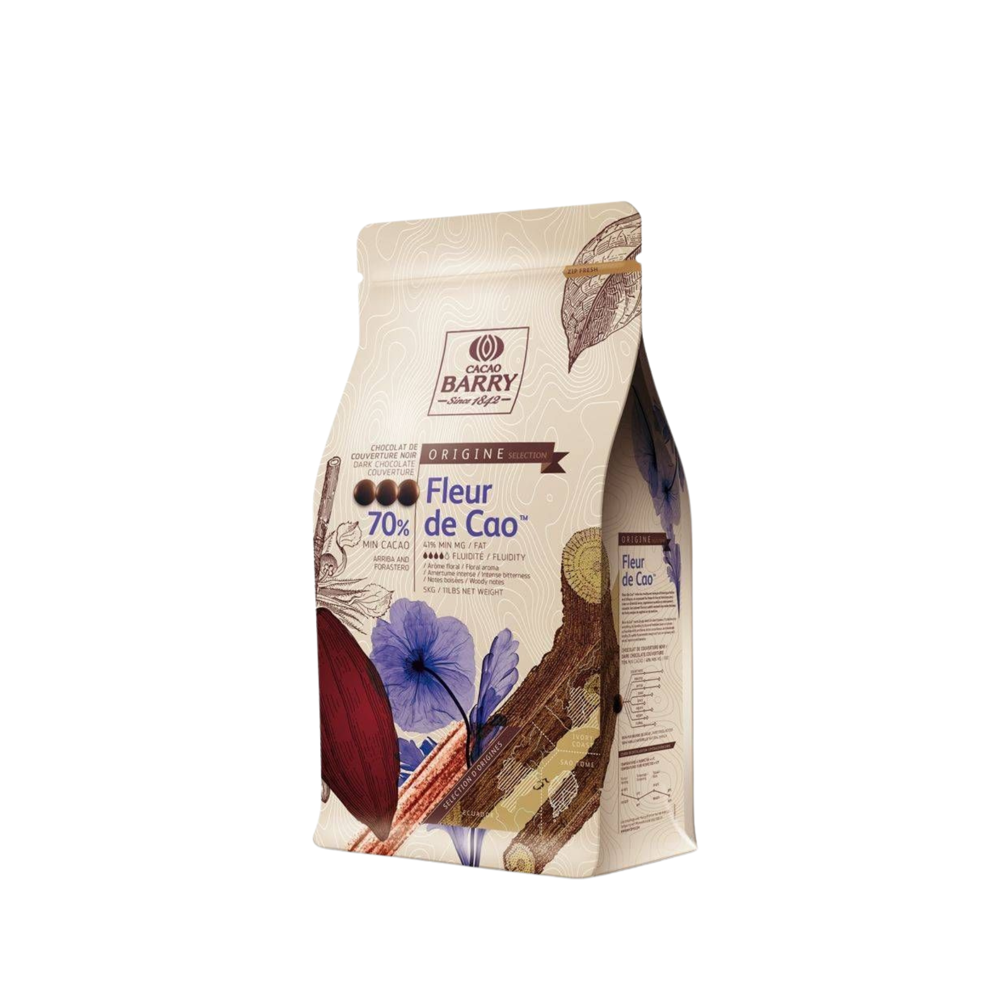 Cacao Barry - Chocolat noir fleur de cao 70% pistoles - 5kg
