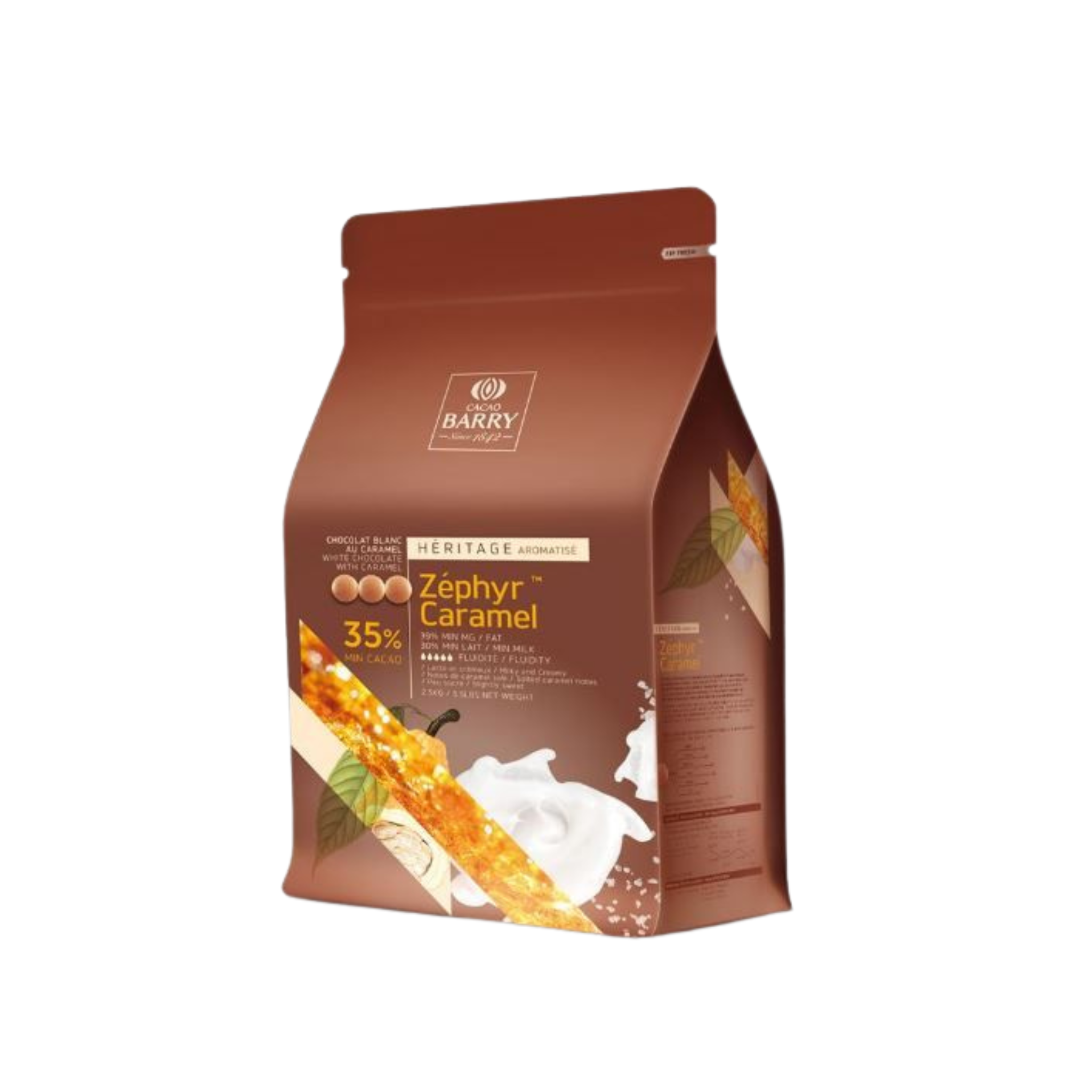 Cacao Barry - Chocolat blanc Zéphyr caramel 35% - 2.5kg