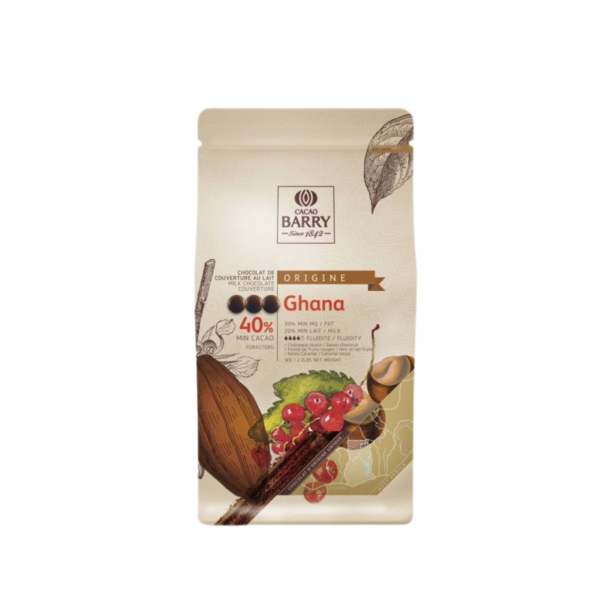 Cacao Barry - Chocolat au lait Ghana 40% - 1kg