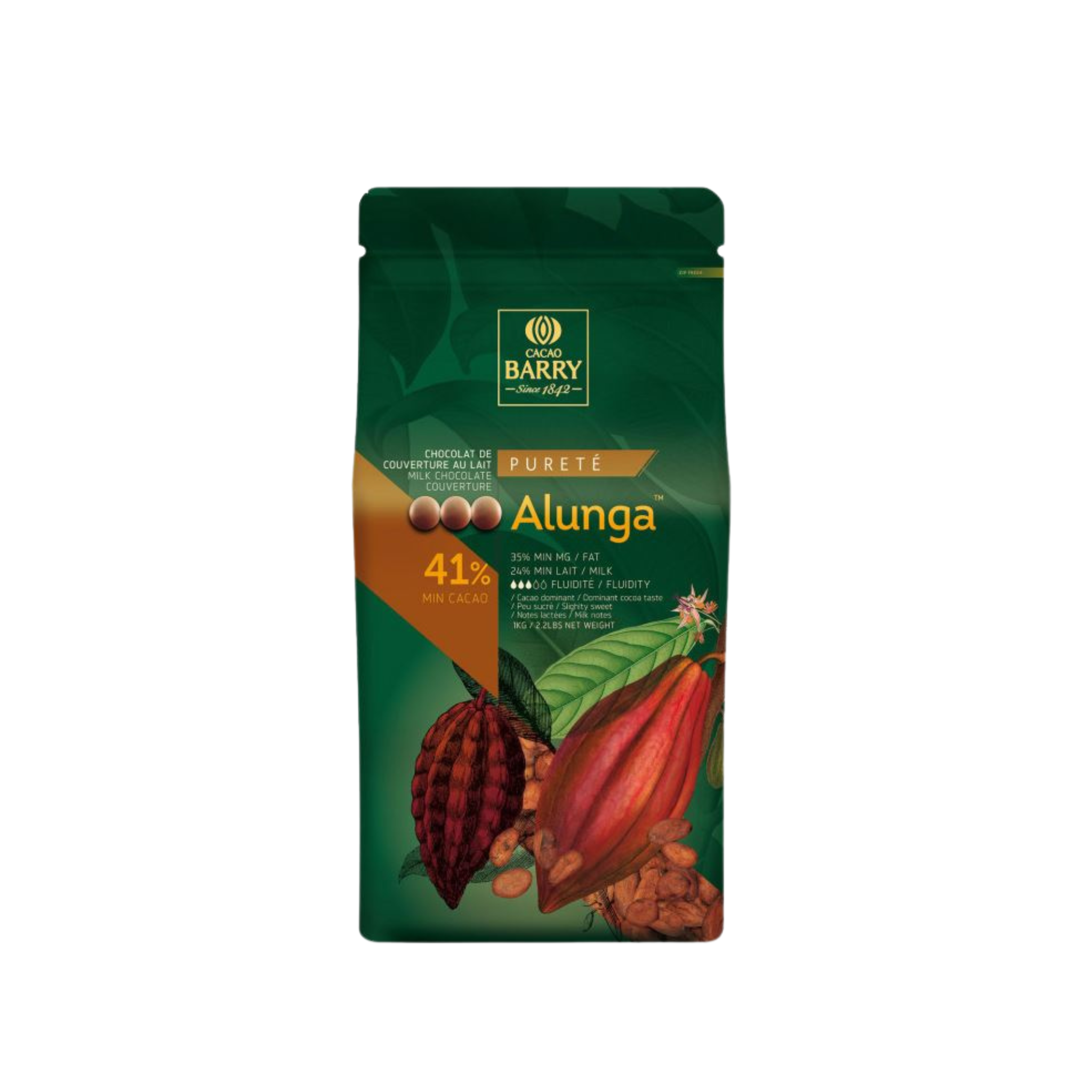 Cacao Barry - Chocolat au lait Alunga 41% - 1kg