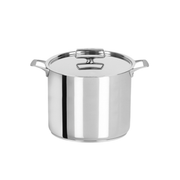 Marmite haute en inox avec deux anses latérales avec couvercle