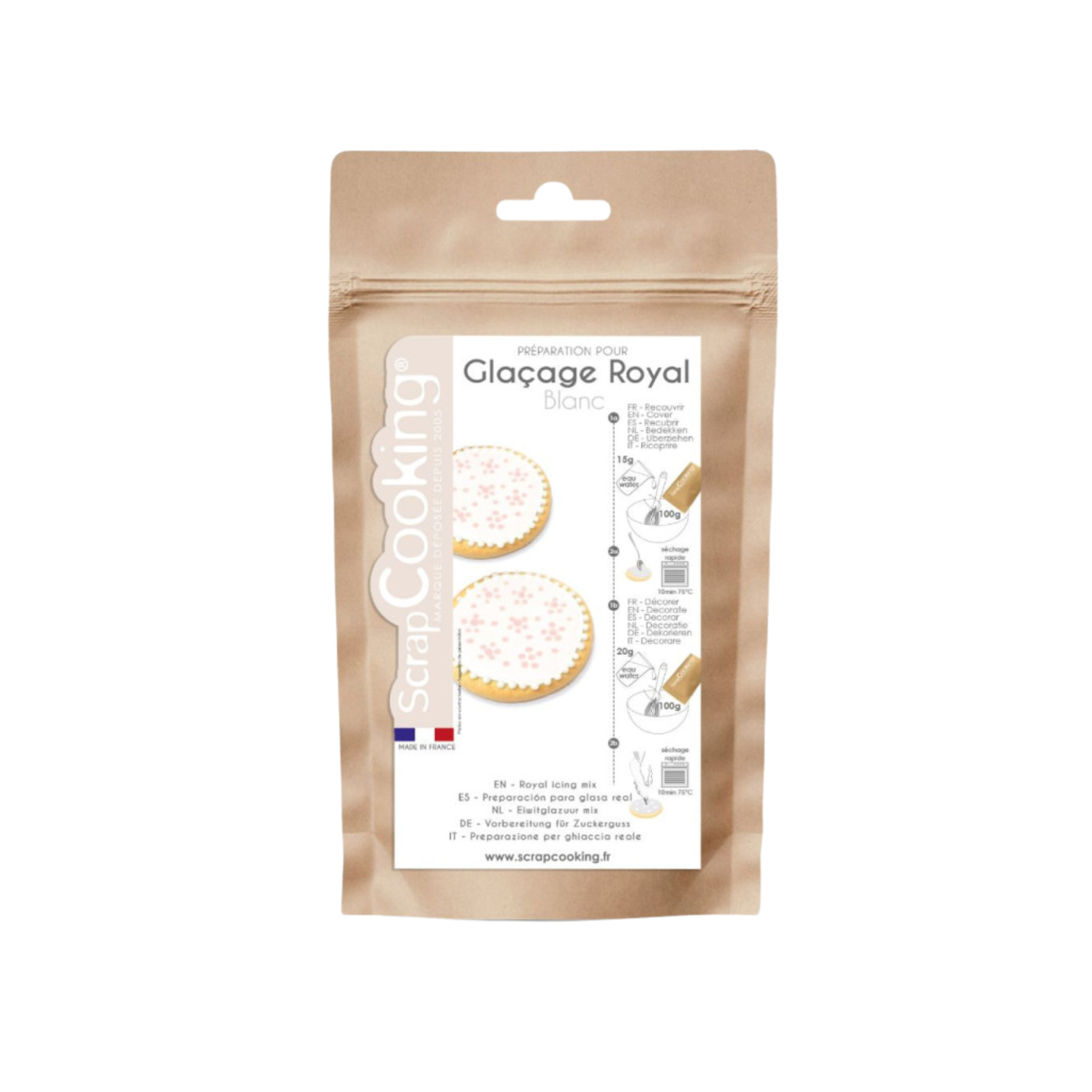 Scrapcooking Glaçage royal en poudre 190g - Blanc
