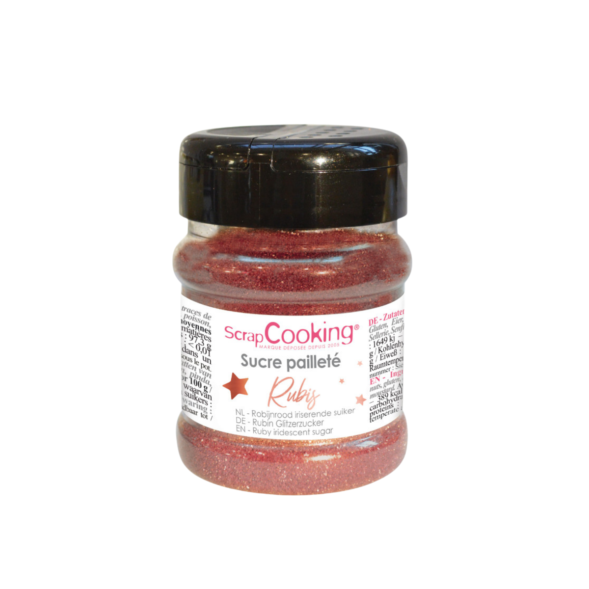 Sucre pailleté rubis ScrapCooking pour décoration de pâtisseries
