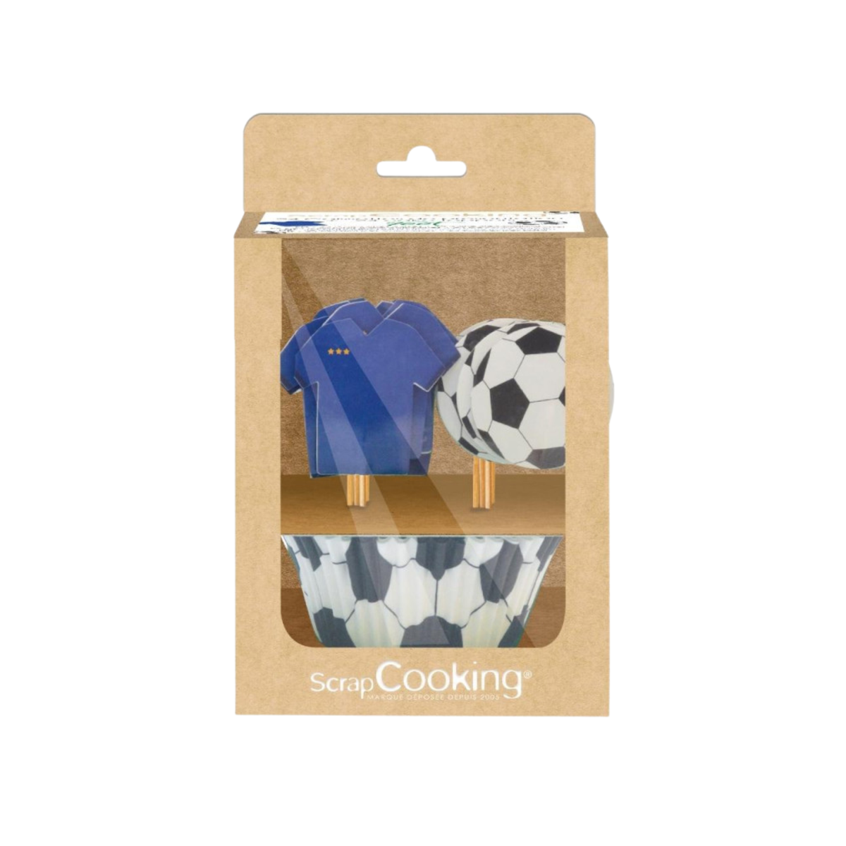 Kit ScrapCooking de décoration pour cupcakes football avec caissettes et décorations maillot bleu et ballon