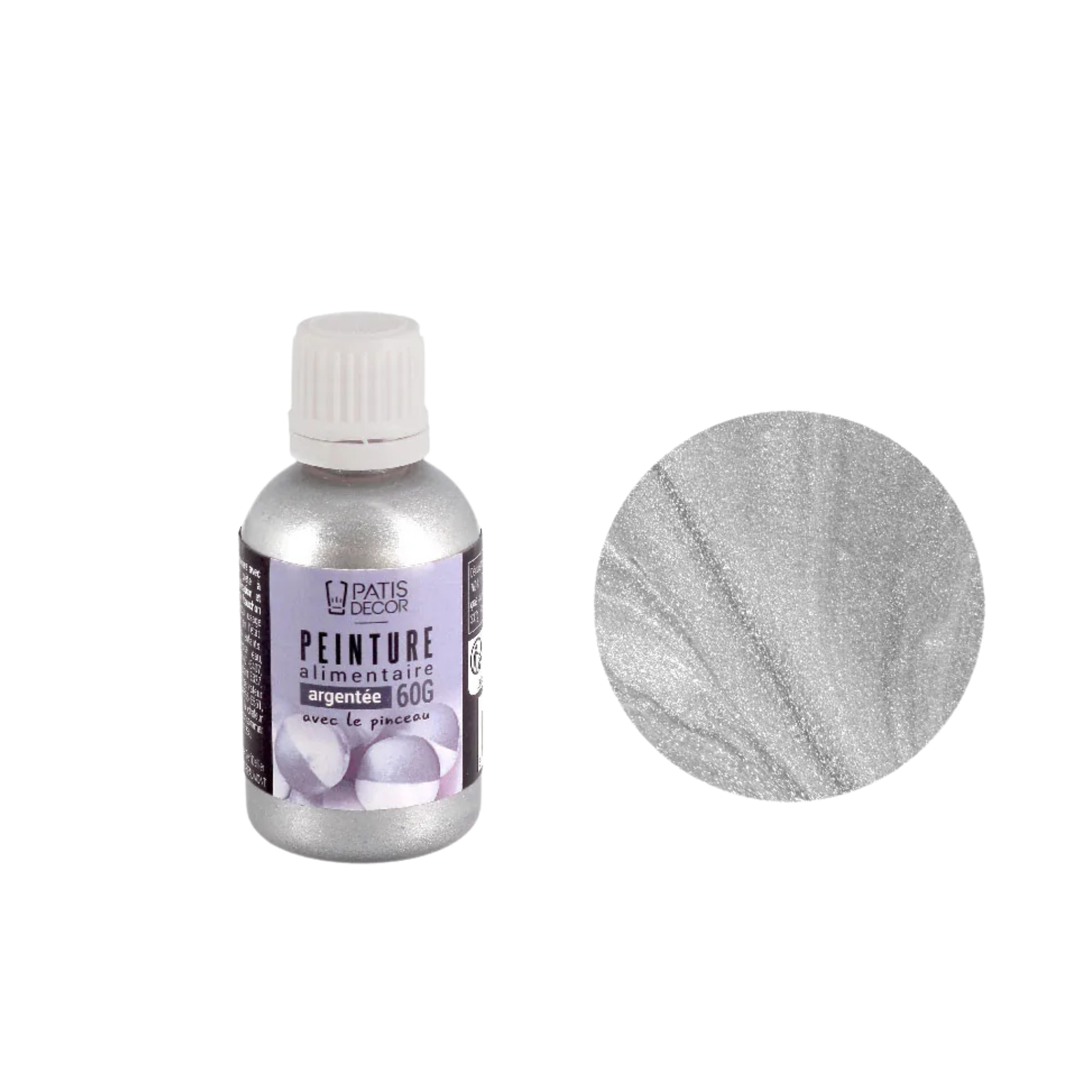 PatisDécor - Peinture alimentaire argentée - 63g