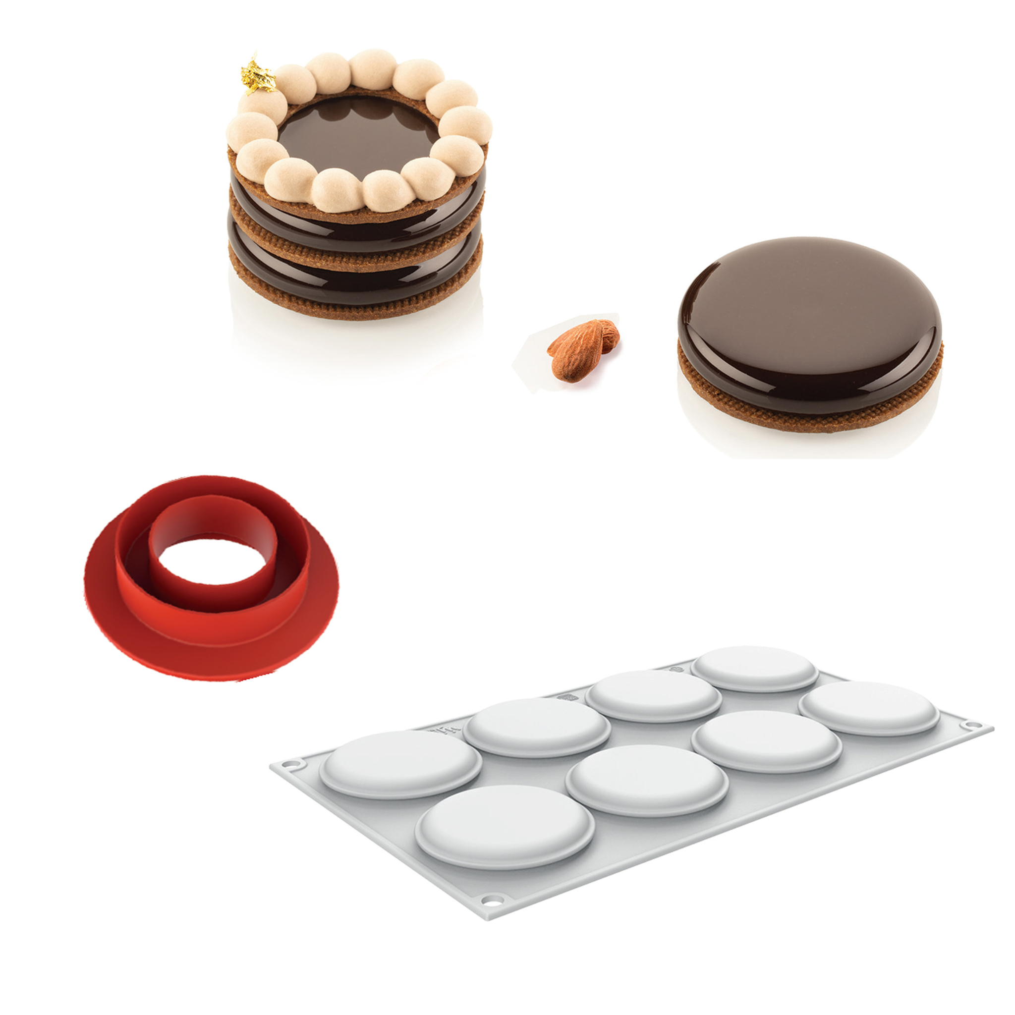 Silikomart - Moule Silicone 8 Ronds Plats Ø64mm 35ml