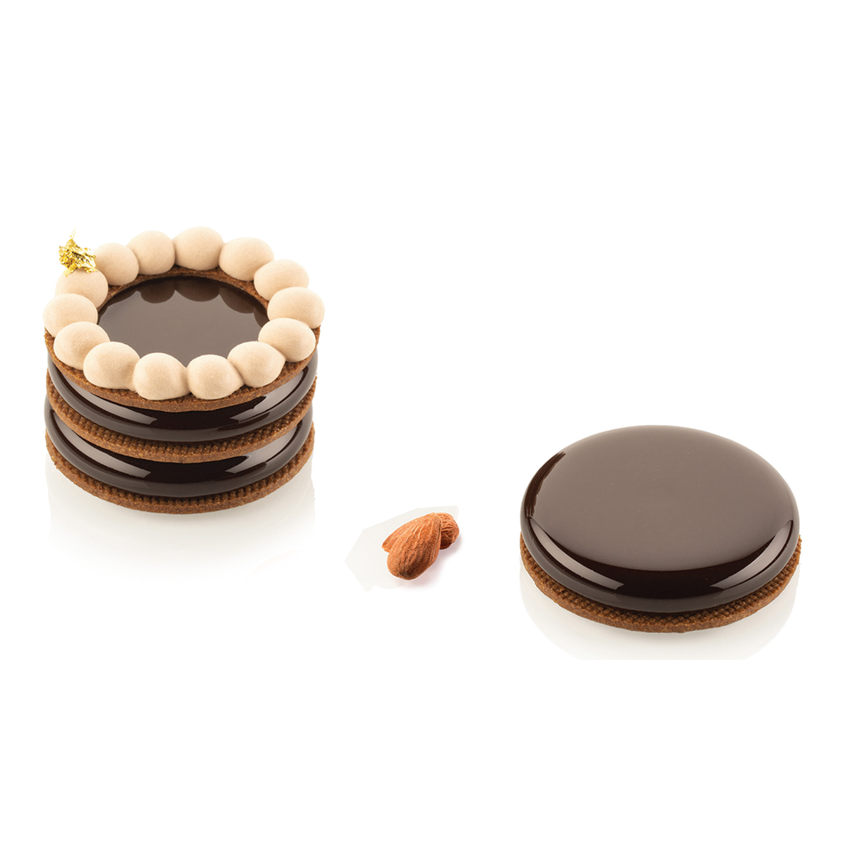 Entremets individuels ronds au chocolat réalisés avec moule silicone