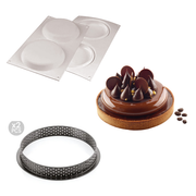 Kit moule en silicone rond et cercles à tarte perforés