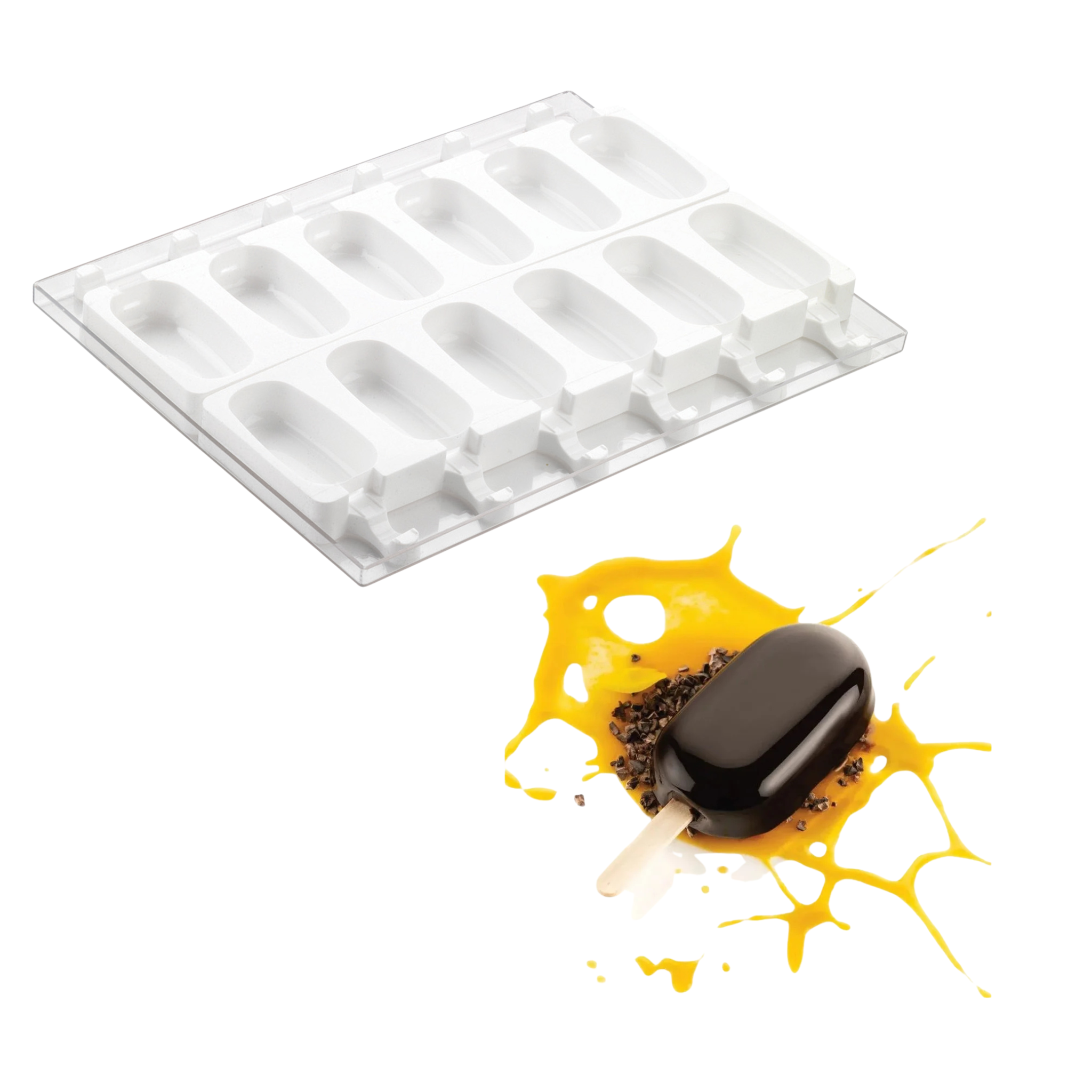 Silikomart - Moule Silicone Glaces  Esquimaux Classique avec 50 bâtonnets