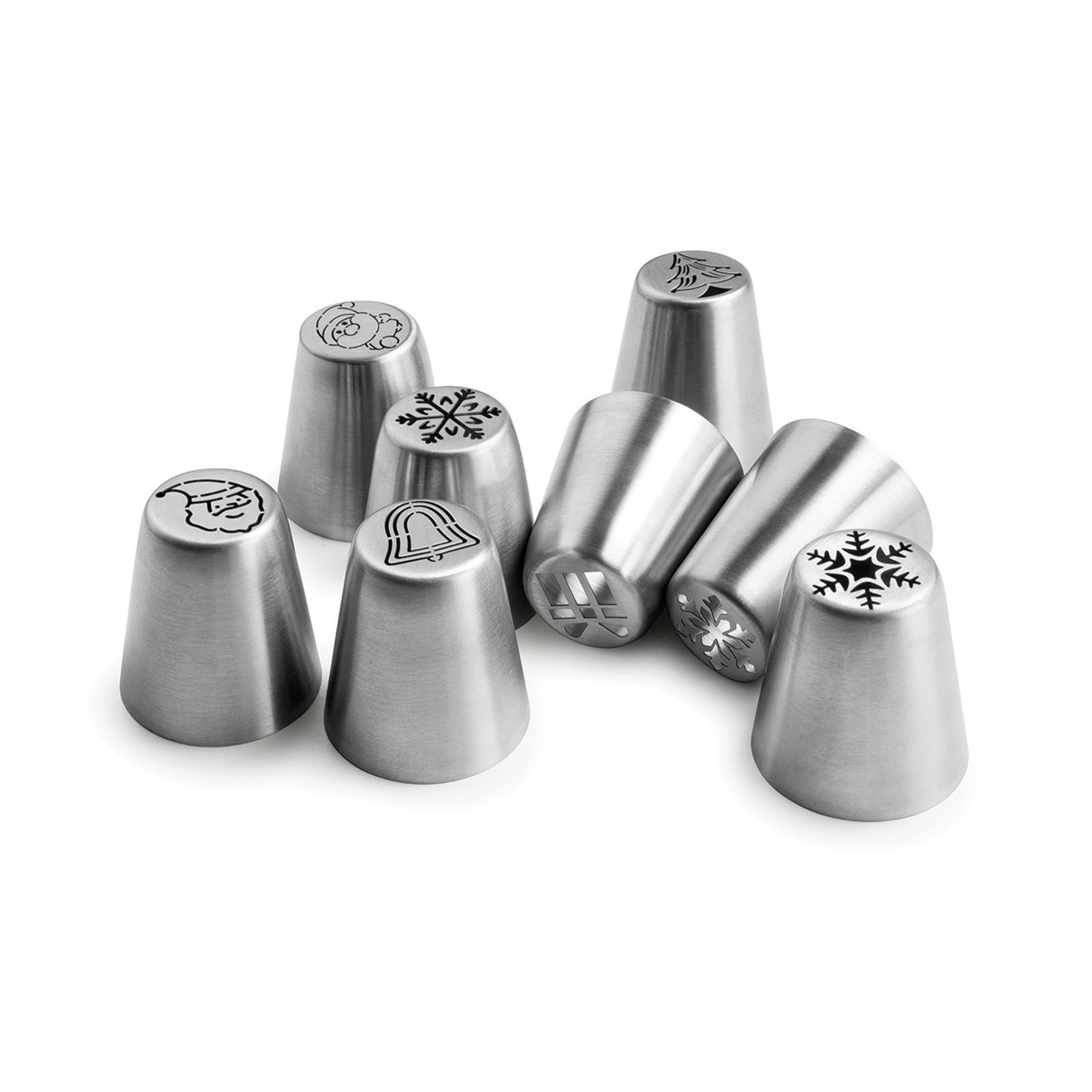 Ibili - 8 Douilles Russes inox Décors Noël Ø24 mm